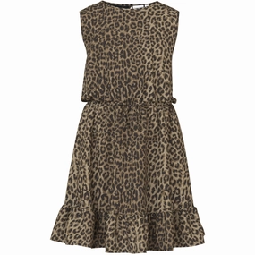 Wrinkle-Free-Finish Name It Black Leopard AOP Vinaya Spencer Dress