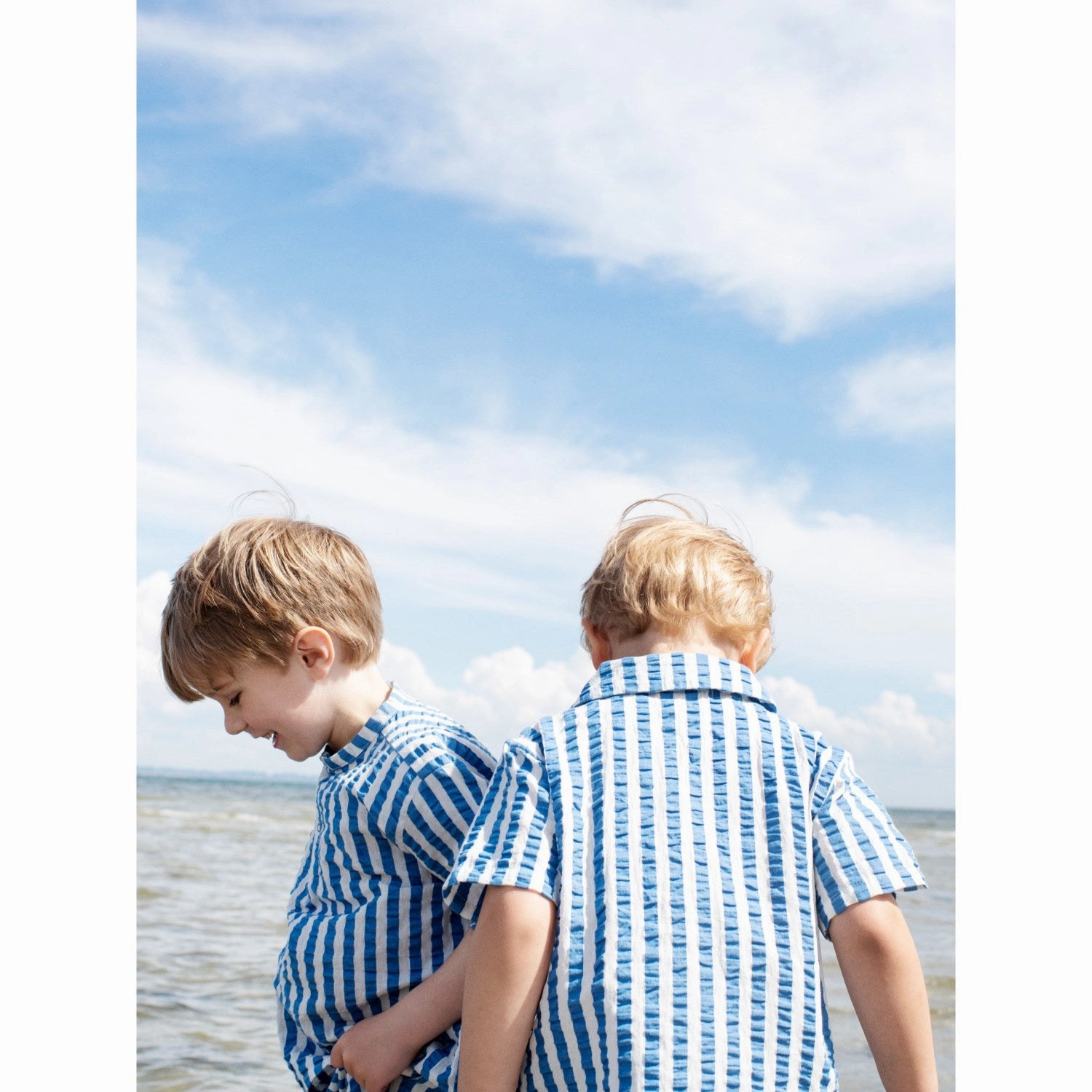 Thermal Regulation Fabric Serendipity Azur Stripe Short Sleeve Shirt