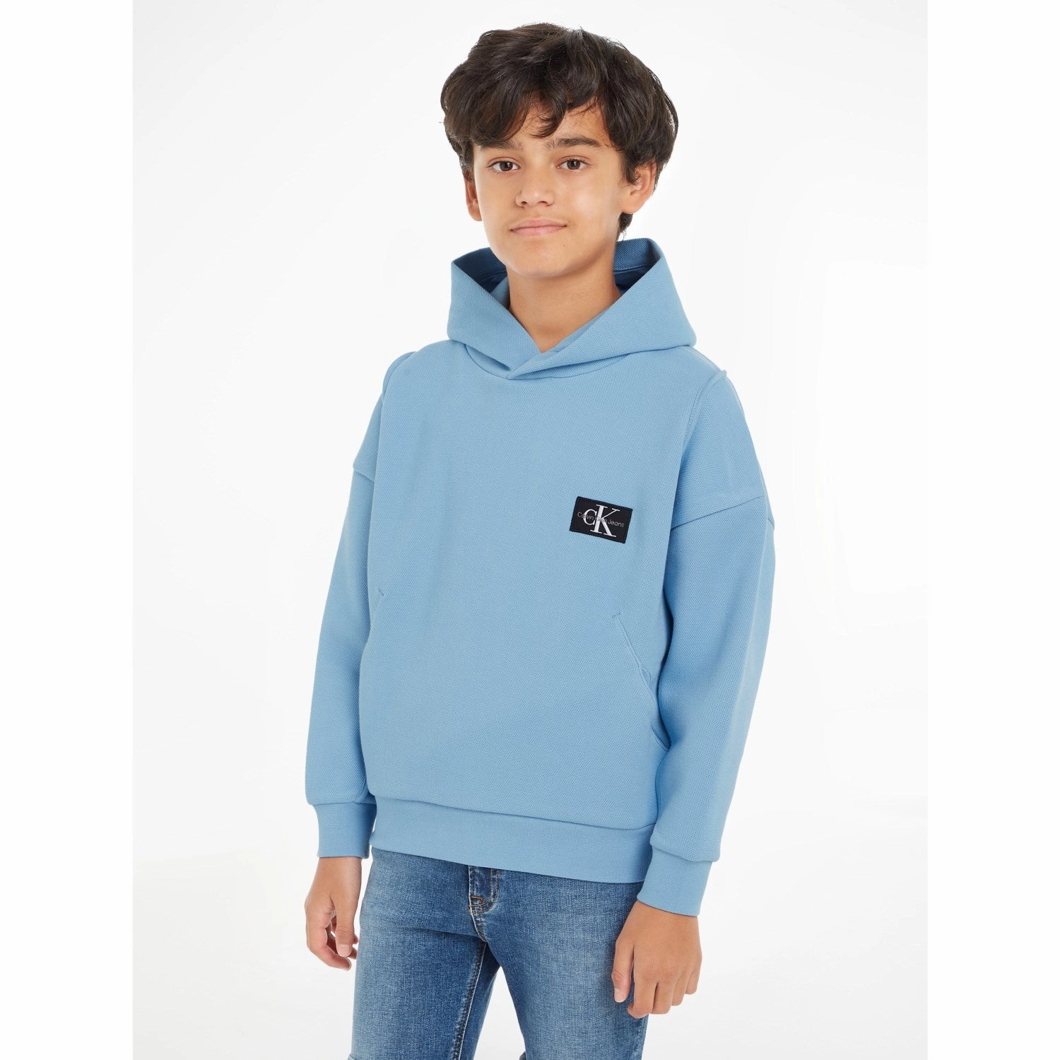 Calvin Klein Pique Modern Comfort Hoodie Dusk Blue Celebrity Worn