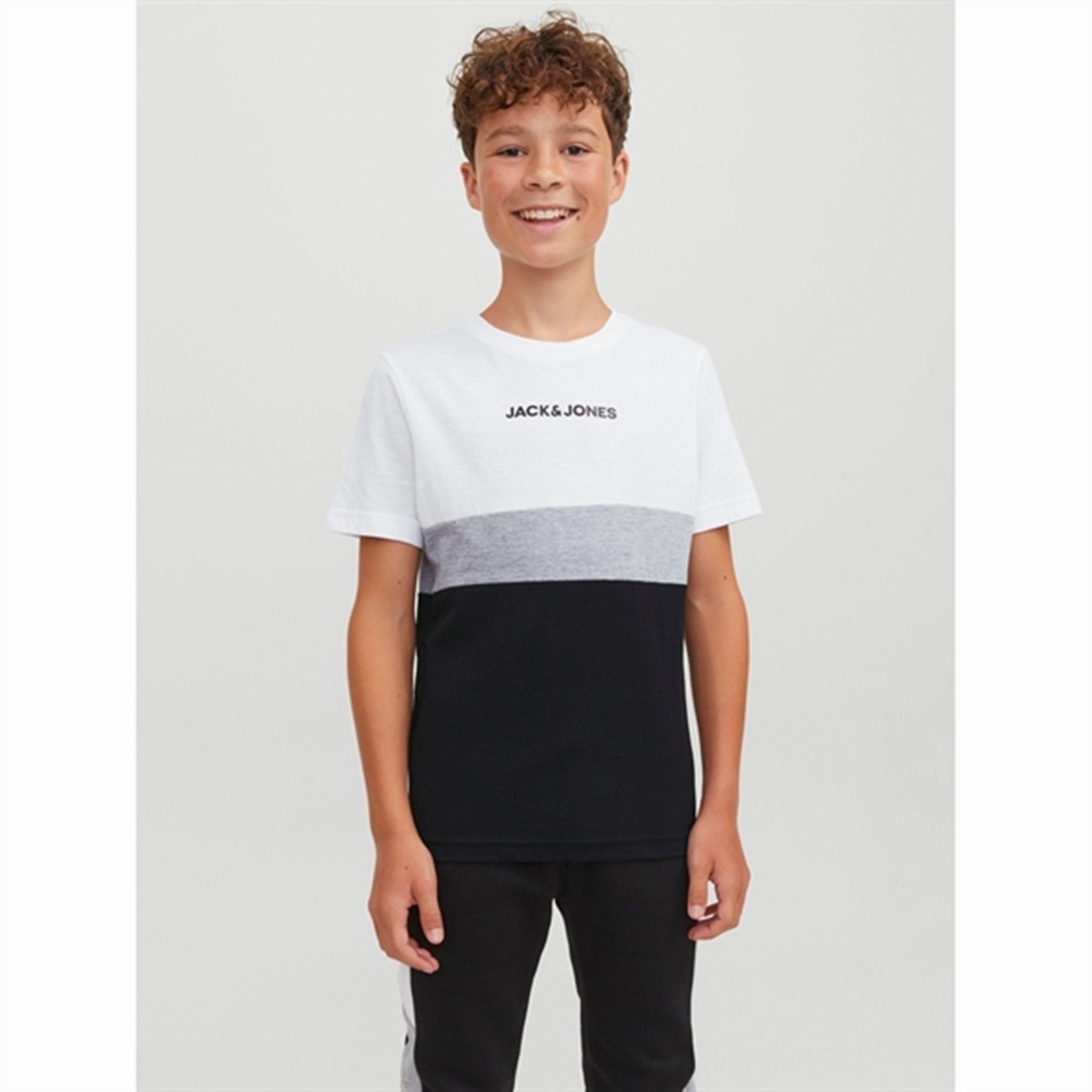 Jack & Jones Junior White Reid Blocking T-Shirt right size