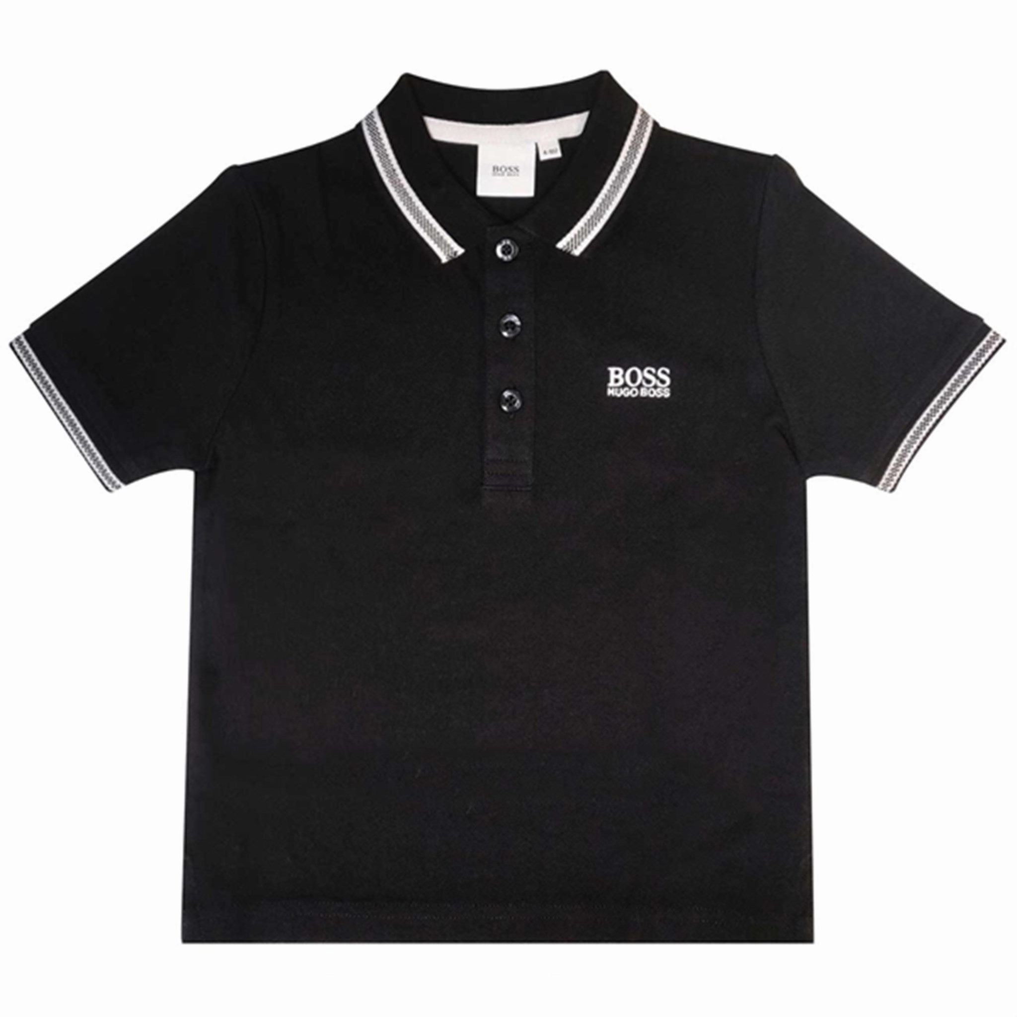 Hugo Boss Boy Short Sleeve Polo Black MoistureWicking Fabric Interlock Cotton