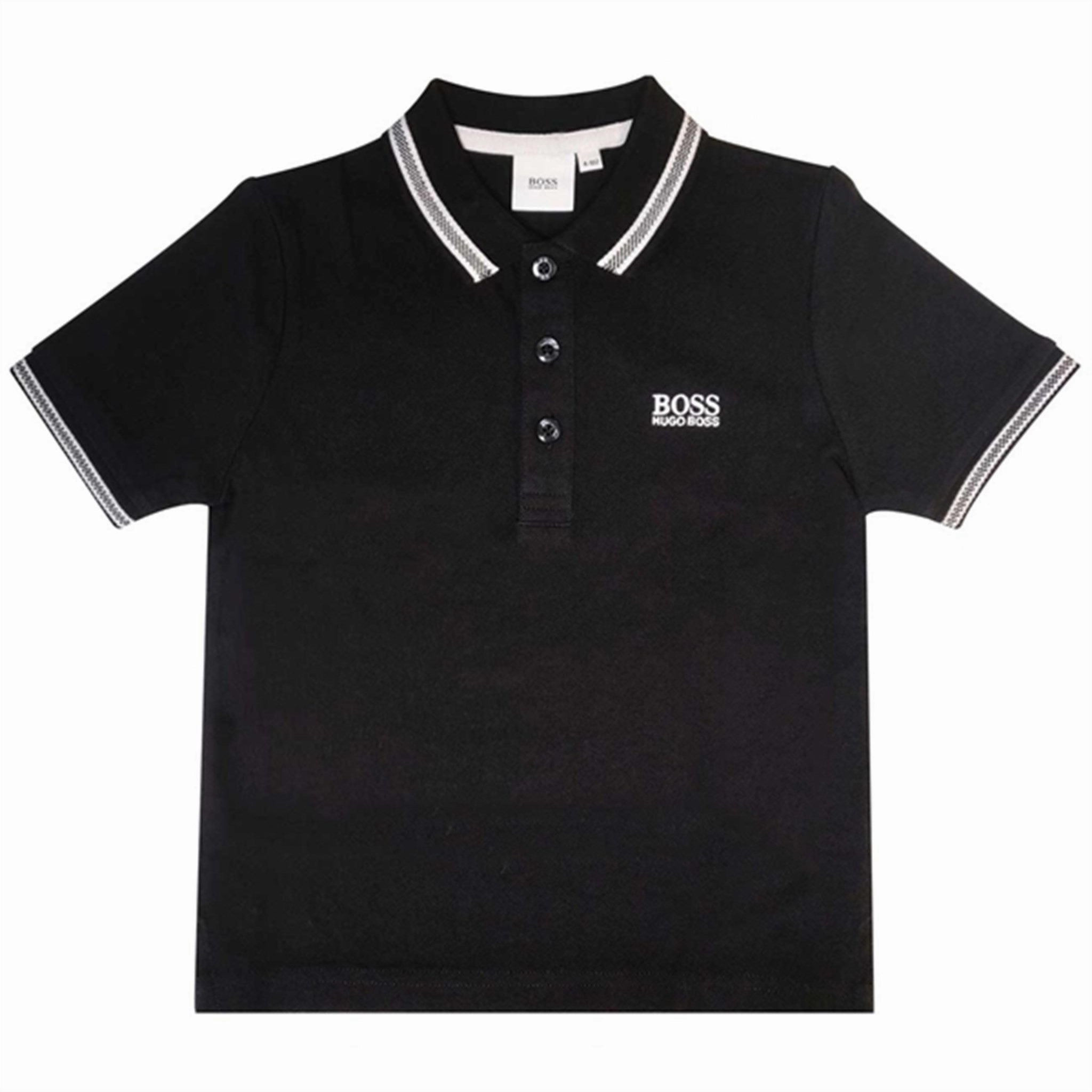 Hugo Boss Boy Short Sleeve Polo Black Clubhouse Attire FadeResistant Dye
