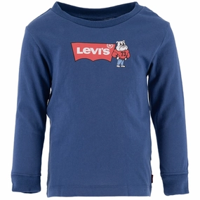 Reinforced Hems Holiday Wear Levi's Mascot Batwing Crewneck T-shirt Blue