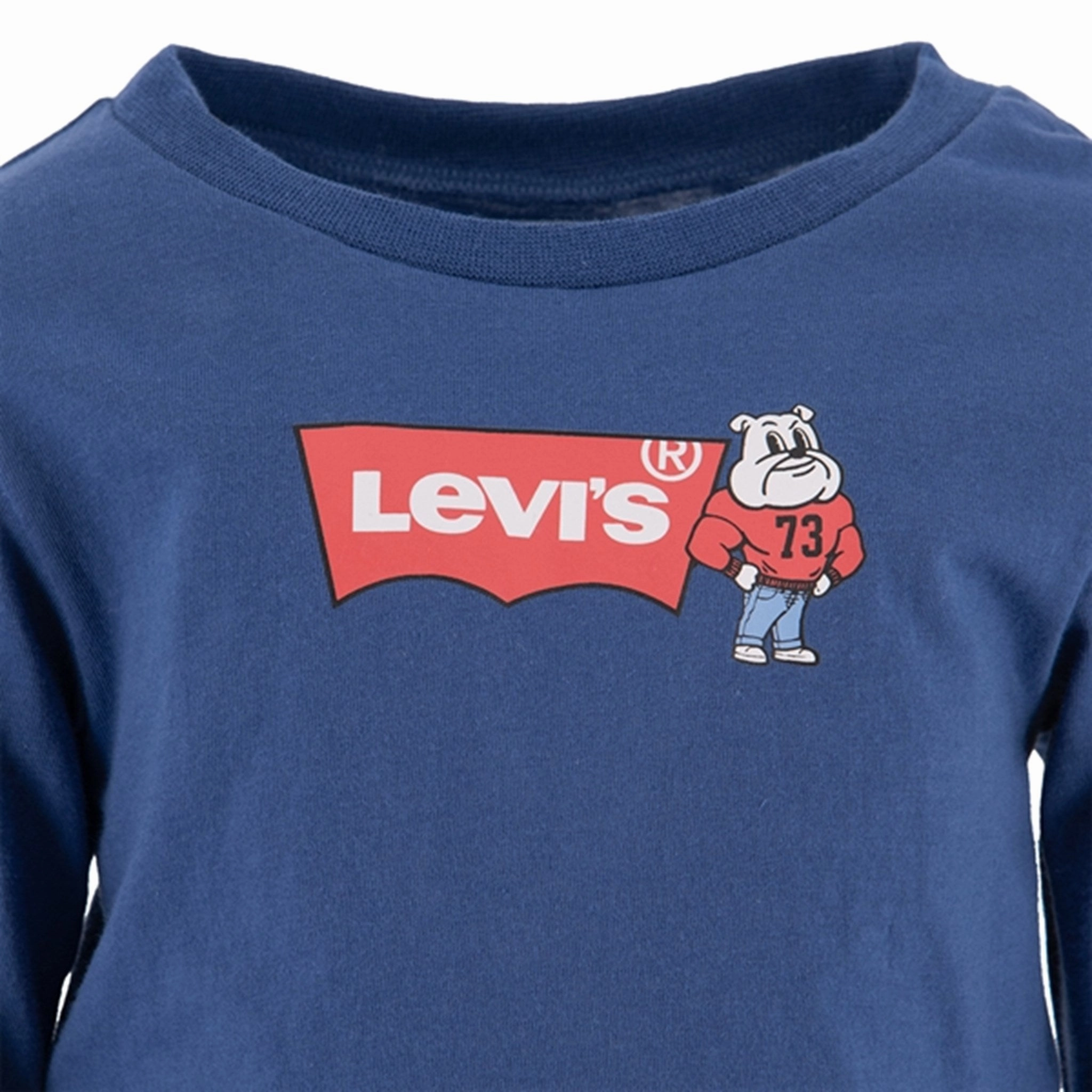 Sustainable Soft Touch Texture Levi's Mascot Batwing Crewneck T-shirt Blue