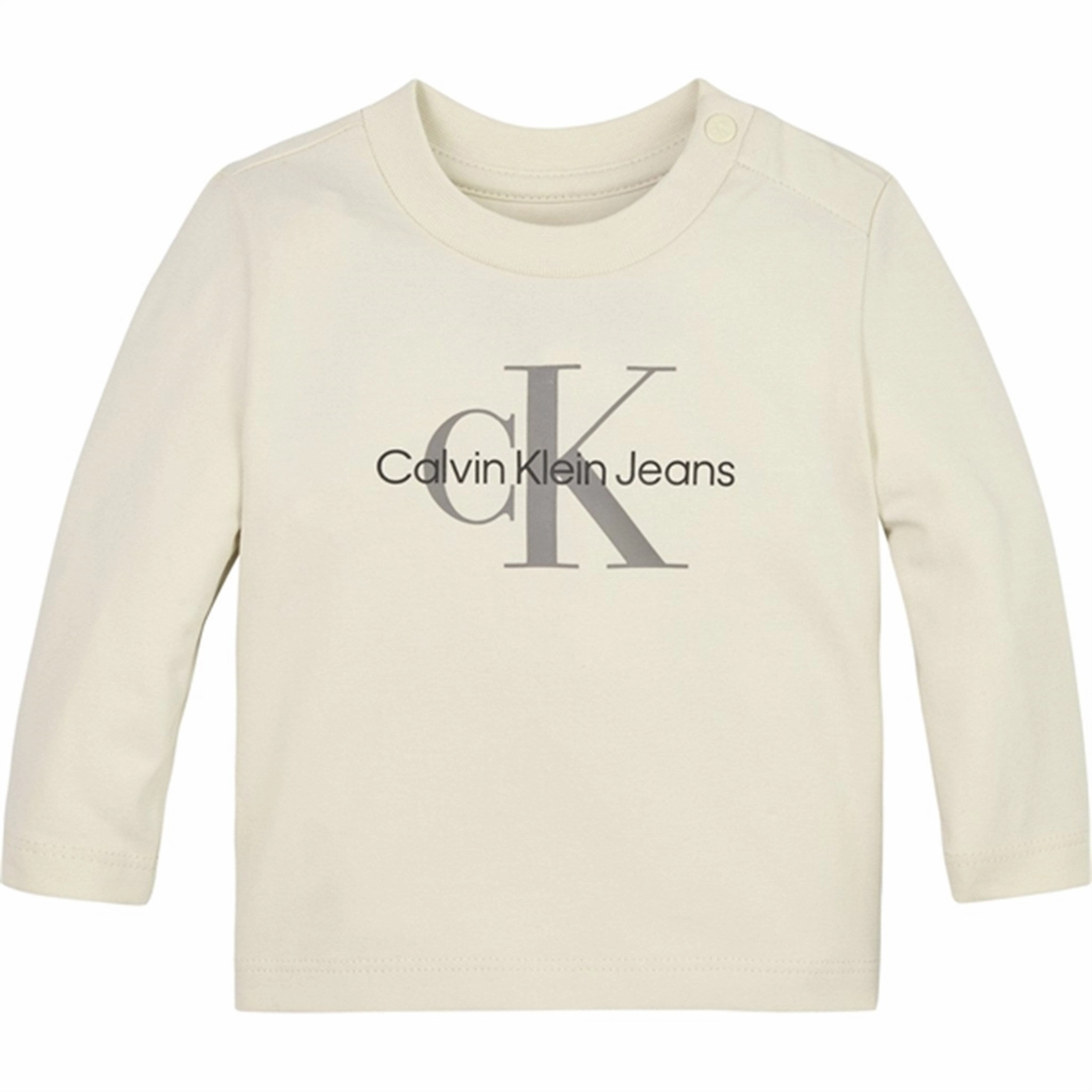 Layered Collar Standalone Option Calvin Klein Monogram Blouse Whitecap Gray