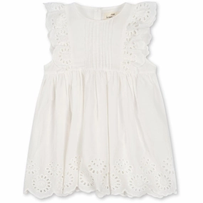 Front-Slit Lace-Sleeve Konges Sl?jd Optic White Posey Dress