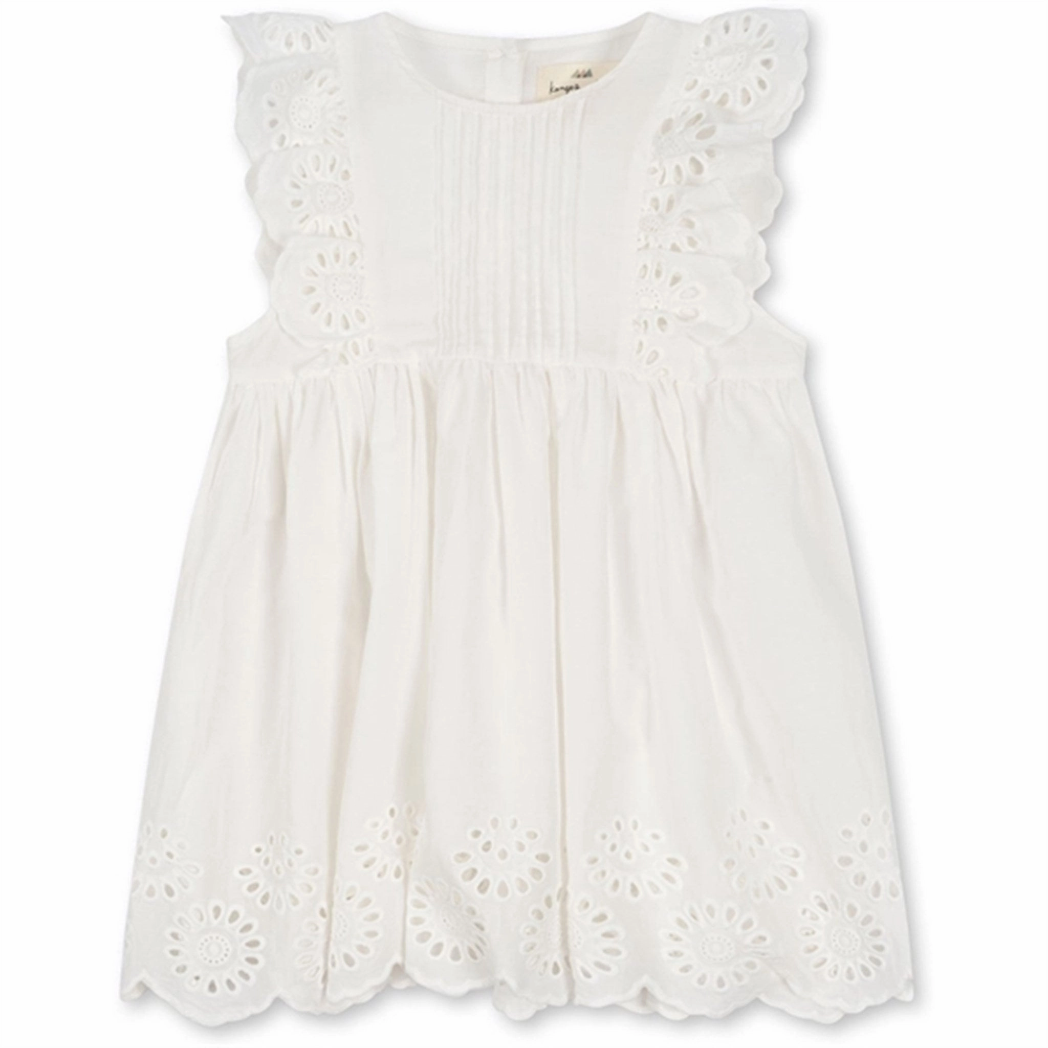 Front-Slit Lace-Sleeve Konges Sl?jd Optic White Posey Dress