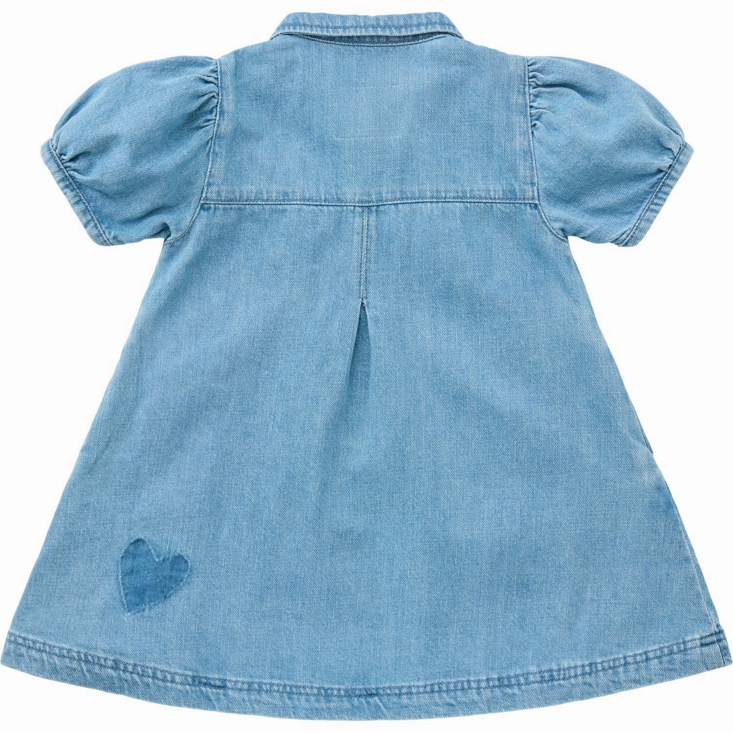 COPENHAGEN COLORS Lt Blue Indigo Washed Organic Denim Dress W. Simili & Backside Patch Blush Shade Polished Design