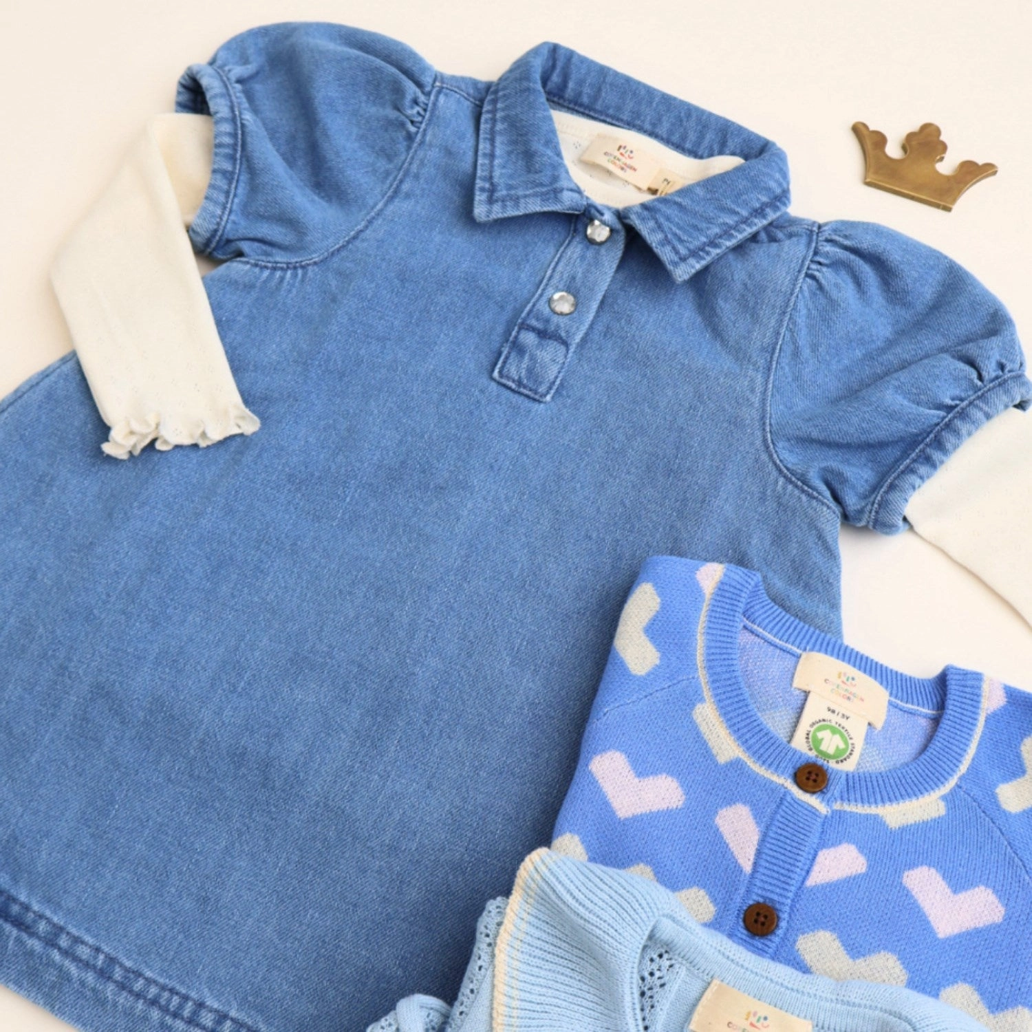 All Moments Fashionable event gown COPENHAGEN COLORS Lt Blue Indigo Washed Organic Denim Dress W. Simili & Backside Patch