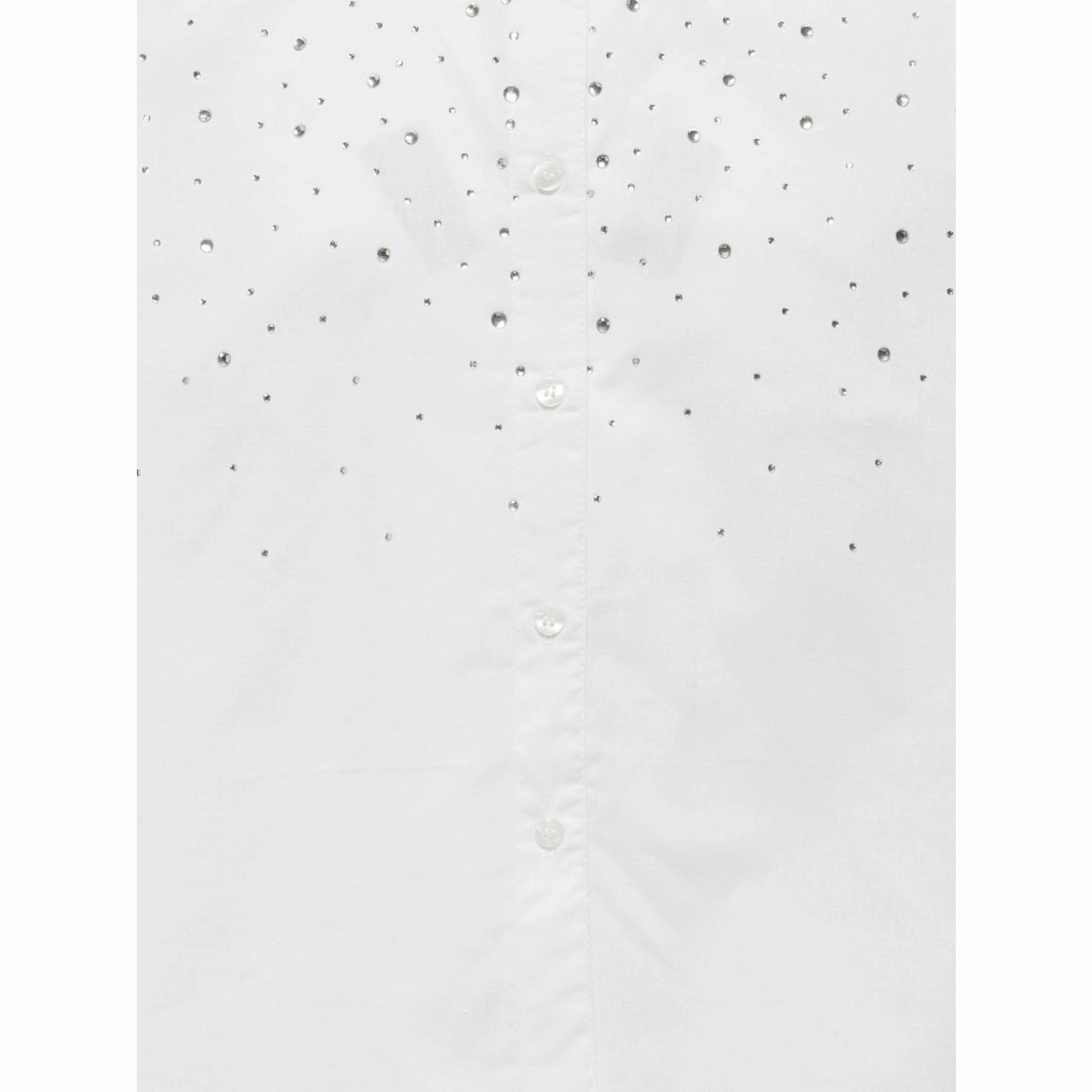 kids ONLY Bright White Rhinestones Koglina Stone Oversize L/S Shirt Wvn crew neck First Date