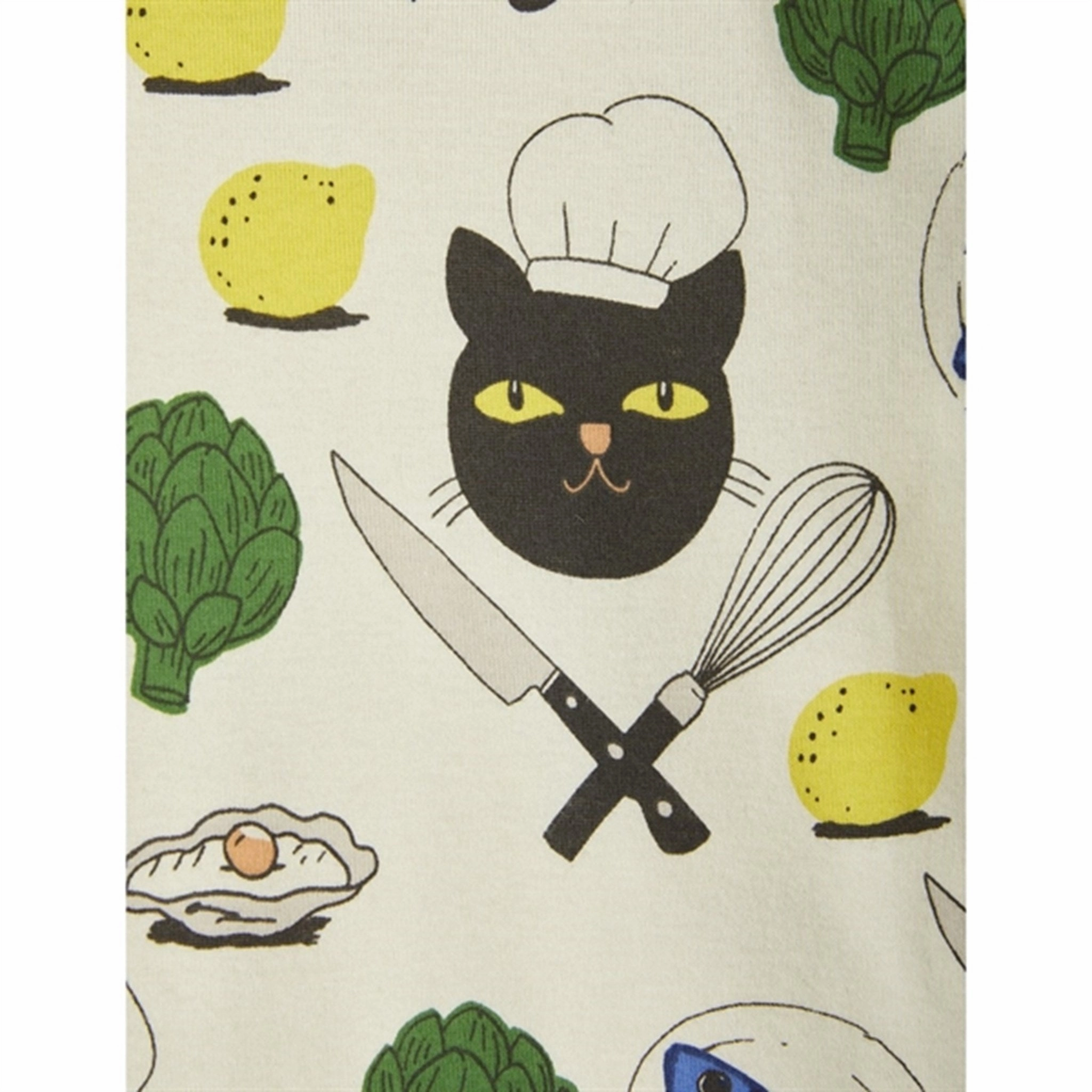 Hidden Placket Retro Vibe Mini Rodini Chef Cat Aop Blouse Multi