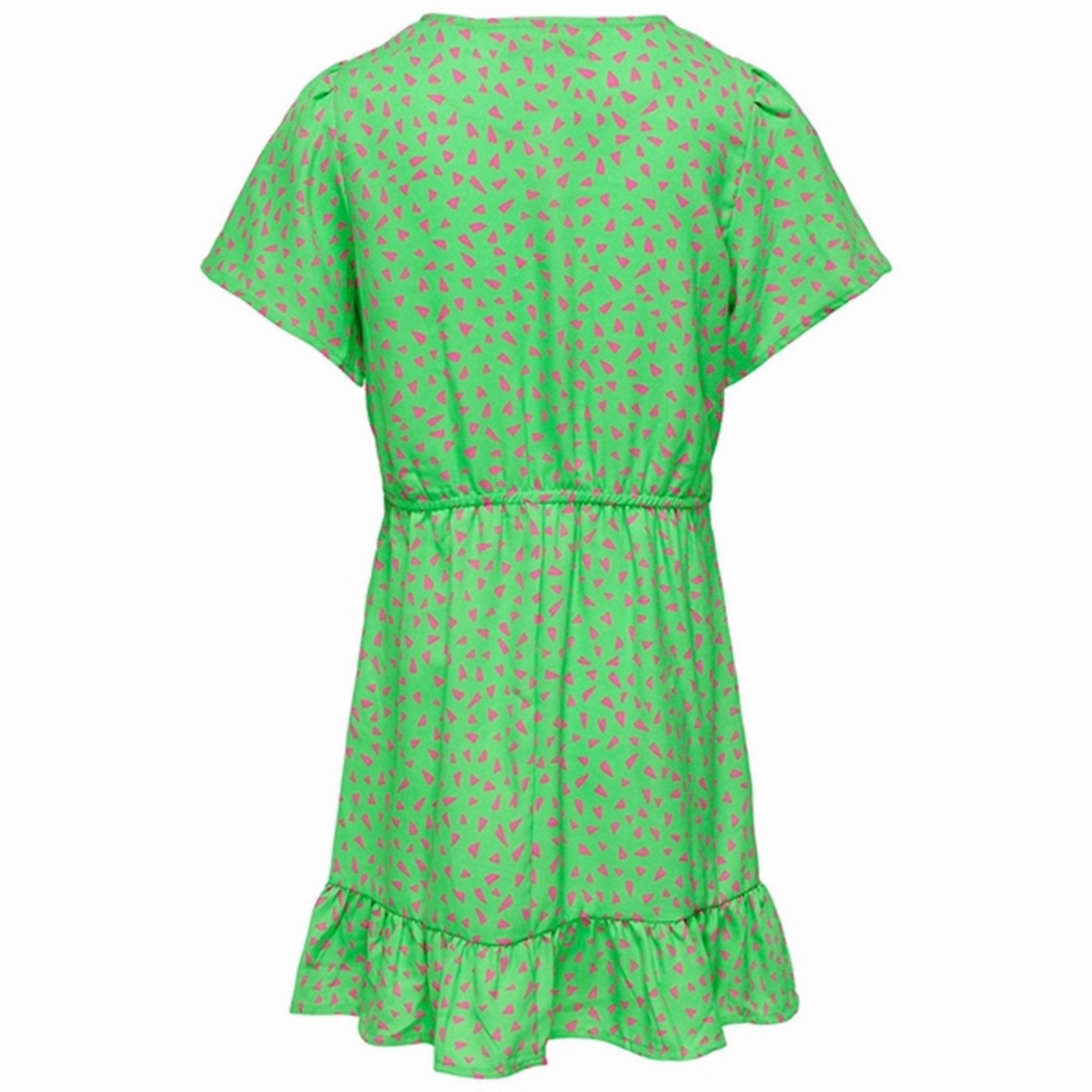Kids ONLY Summer Green Lino AOP Belt Dress Versatile sundress