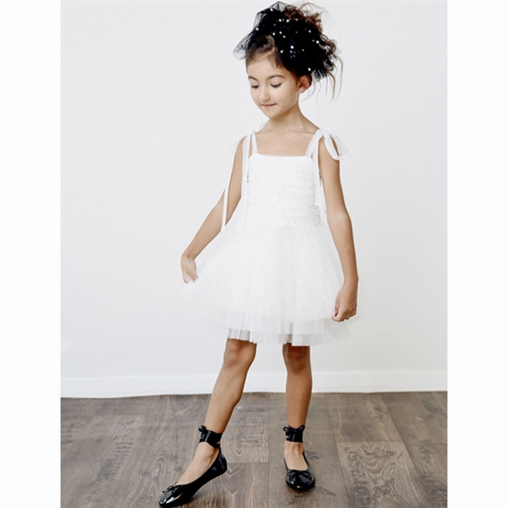 Dolly by Le Petit Tom Pearl Tulle Ballerina Dress White Luxe Touch