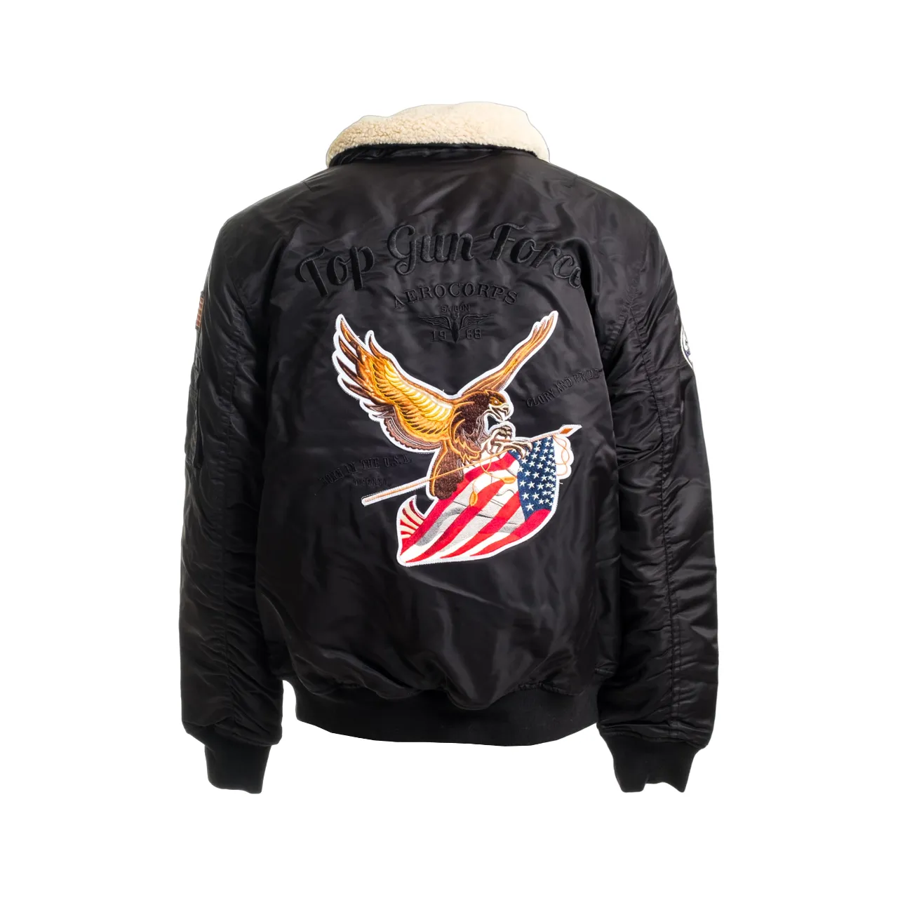 Multi Pocket System Top Gun Giubbotto Bomber da uomo con collo pelliccia 01G0100 001 nero