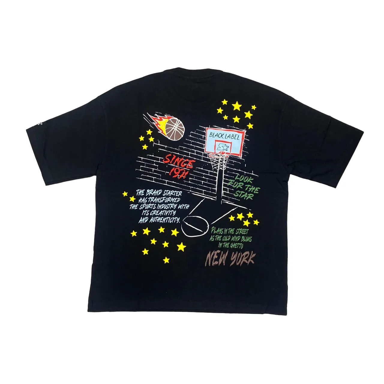 Starter maglietta manica corta da uomo in cotone 74053 nero TaglessCollar