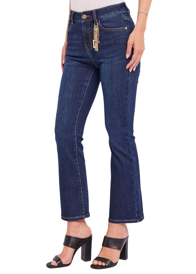 Gaud?? pantalone jeans da donna a zampa Flaire Cropped Frida 411BD26035 blu medio Chill Outfit Streetwear Fan Holiday Vibes