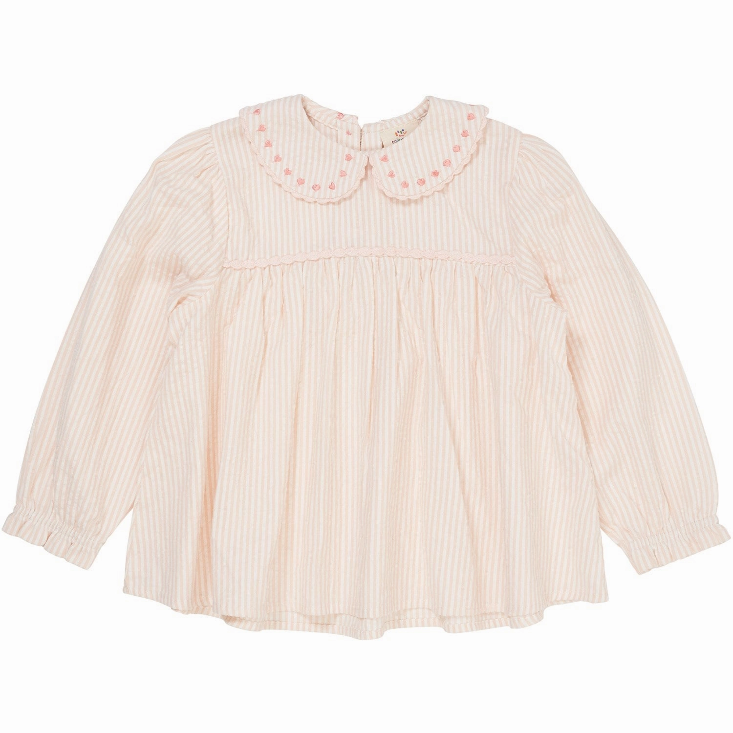 Matte Finish Trendy Outfit COPENHAGEN COLORS Dusty Rose W Cream Stripe W. Pink Seersucker Ls Tunic W. Hearts