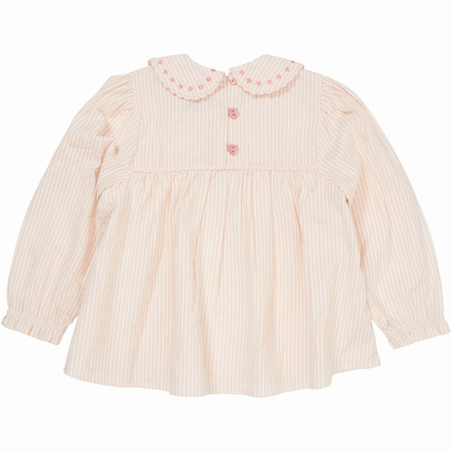 COPENHAGEN COLORS Dusty Rose W Cream Stripe W. Pink Seersucker Ls Tunic W. Hearts Retro Vibe High-End Fashion