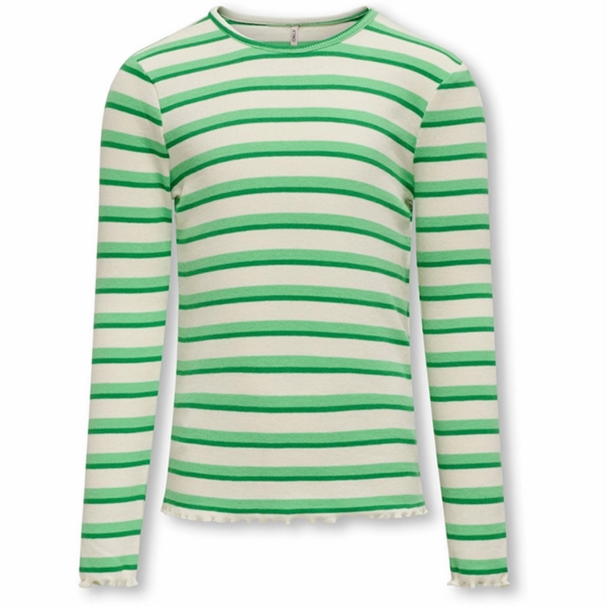 Spring Collection Kids ONLY Cloud Dancer Green Bee Stripes Evig Rib Blouse