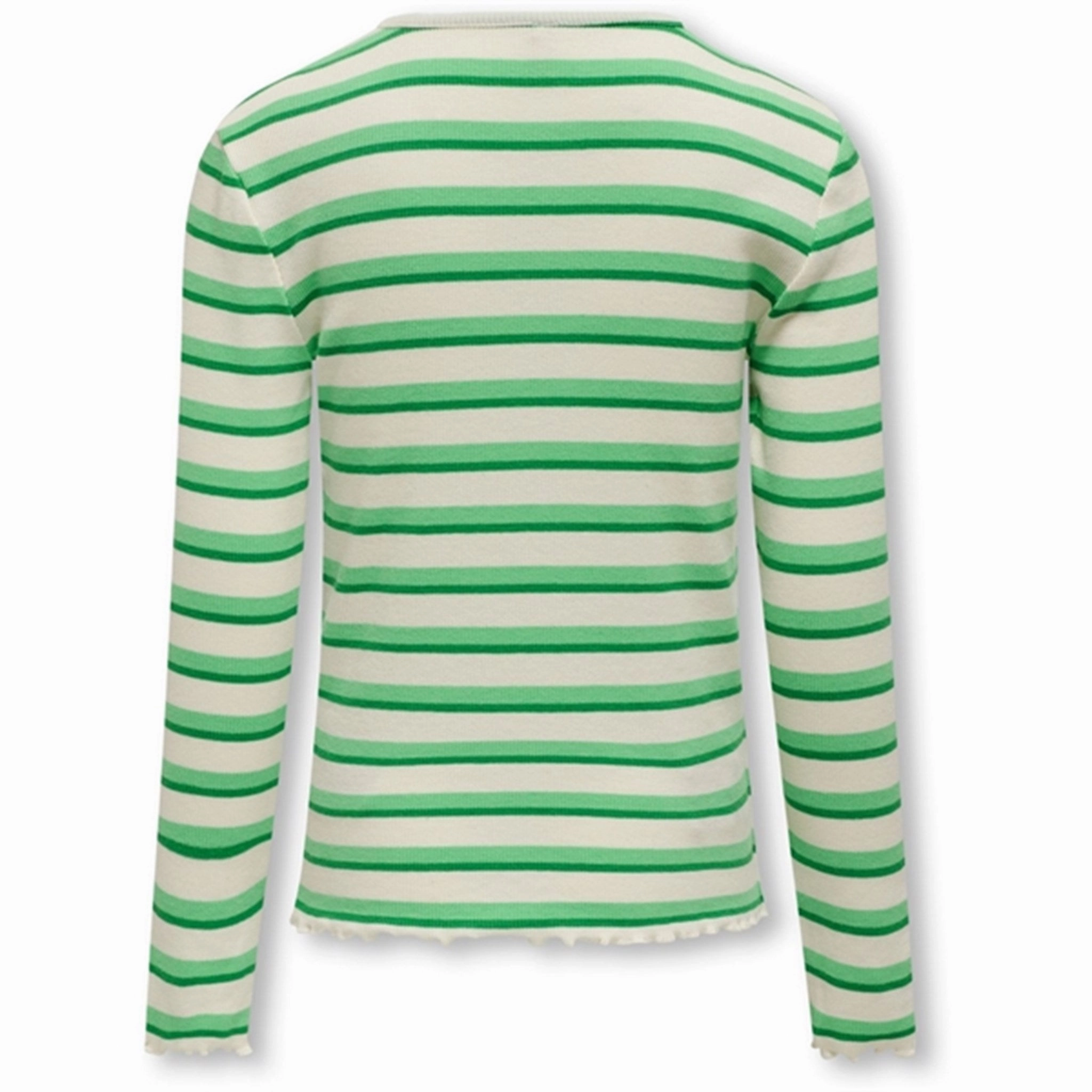 Abrasion Resistant Edging Anti Pilling Finish Kids ONLY Cloud Dancer Green Bee Stripes Evig Rib Blouse
