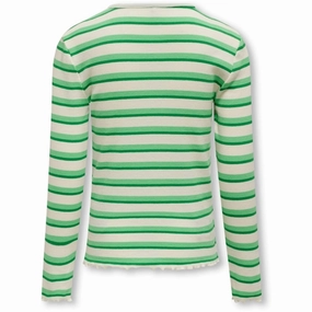 Kids ONLY Cloud Dancer Green Bee Stripes Evig Rib Blouse Sleepwear