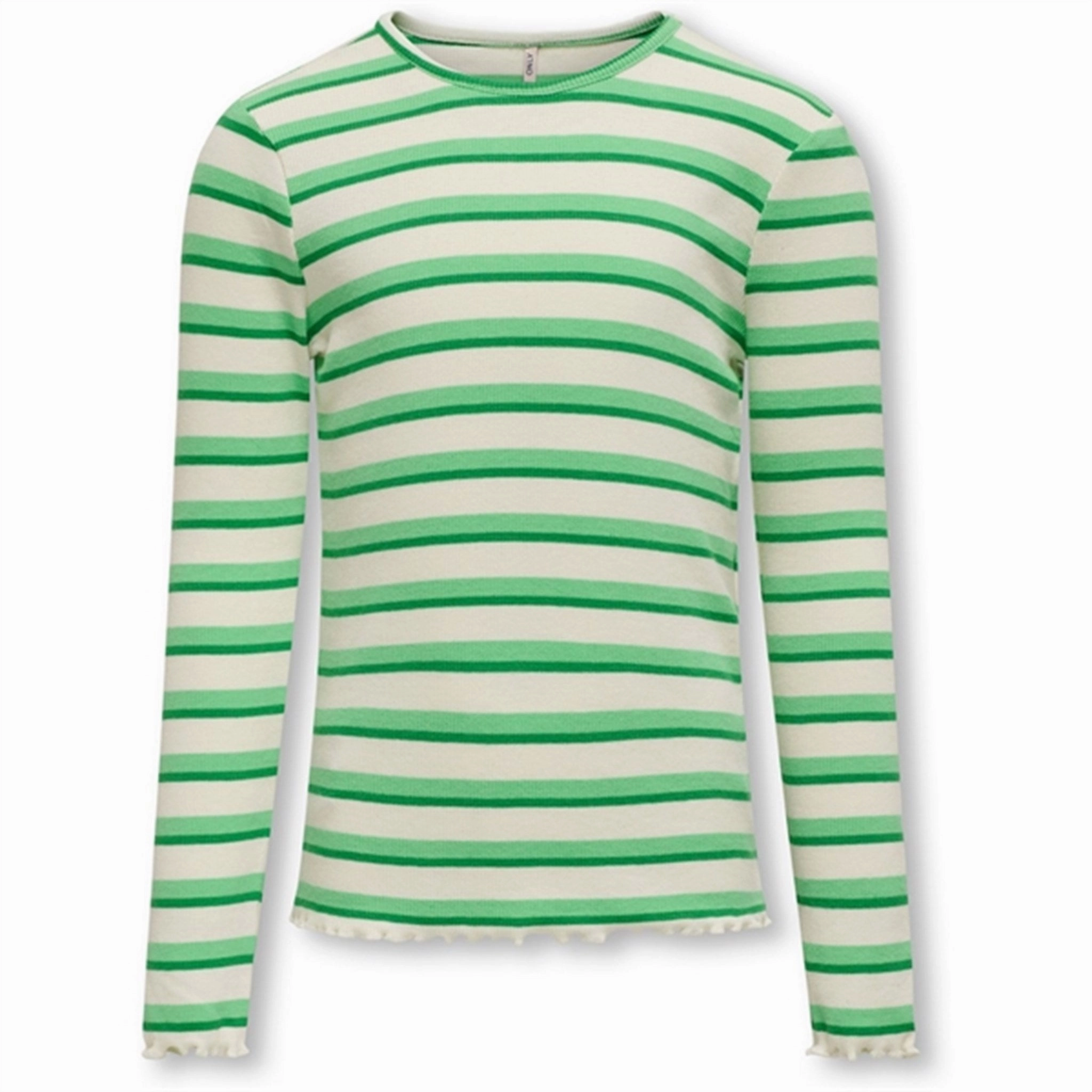 Kids ONLY Cloud Dancer Green Bee Stripes Evig Rib Blouse Anti Pilling Surface Odor Resistant
