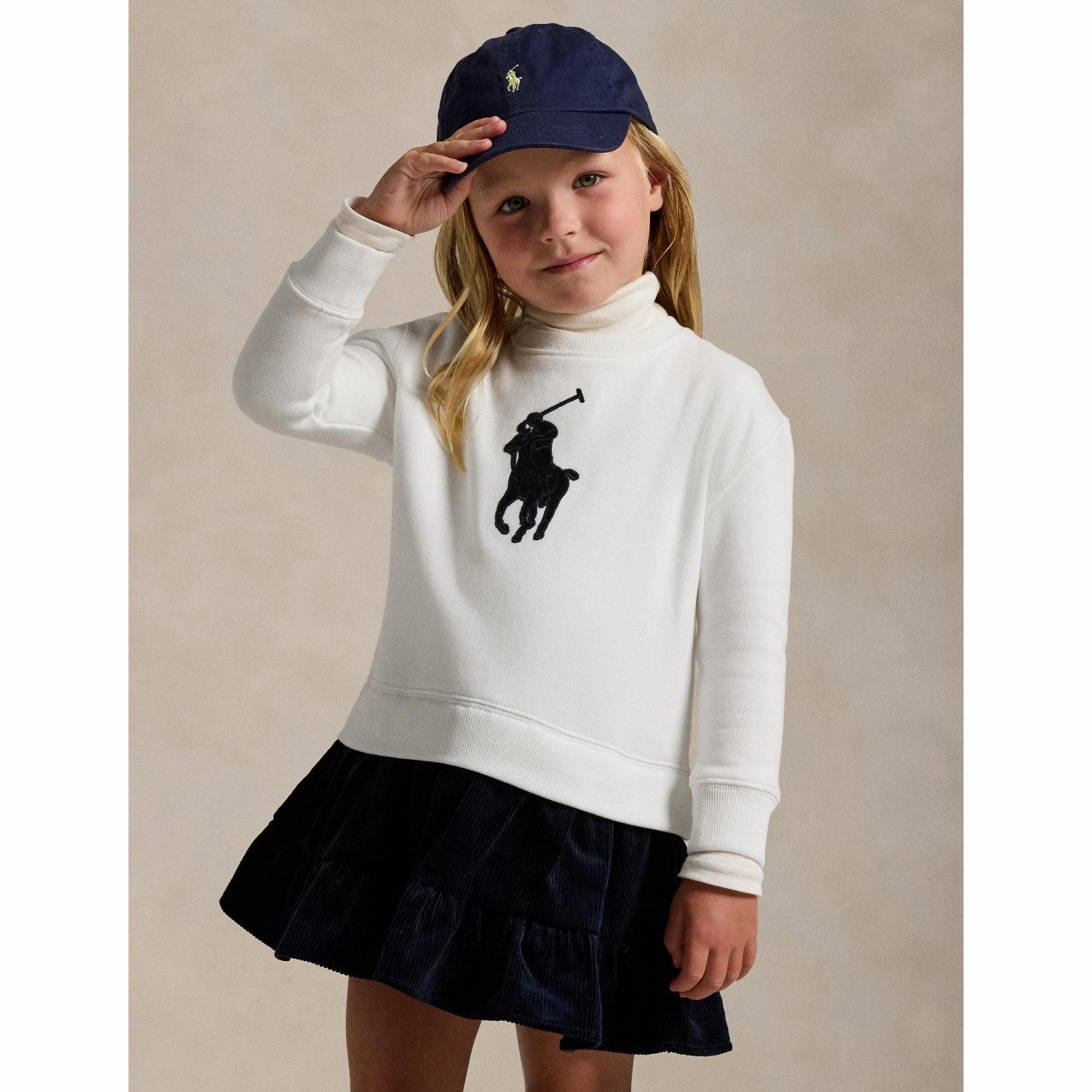 Polo Ralph Lauren Deckwash white w. Navy Day Dress Statement-Buttons