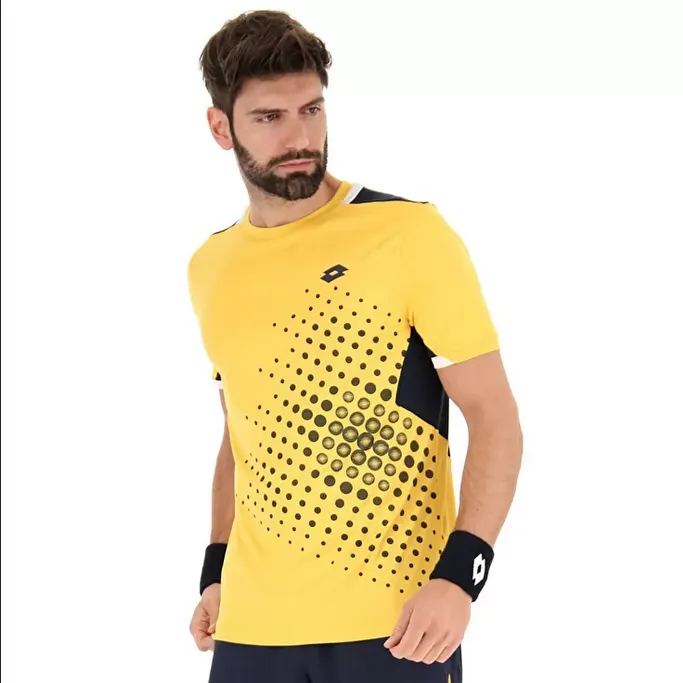 Lotto maglia da tennis da uomo Top IV Tee 1 217340 7KM saffron-navy blue Durable Ribbed Hem Everyday Outfit