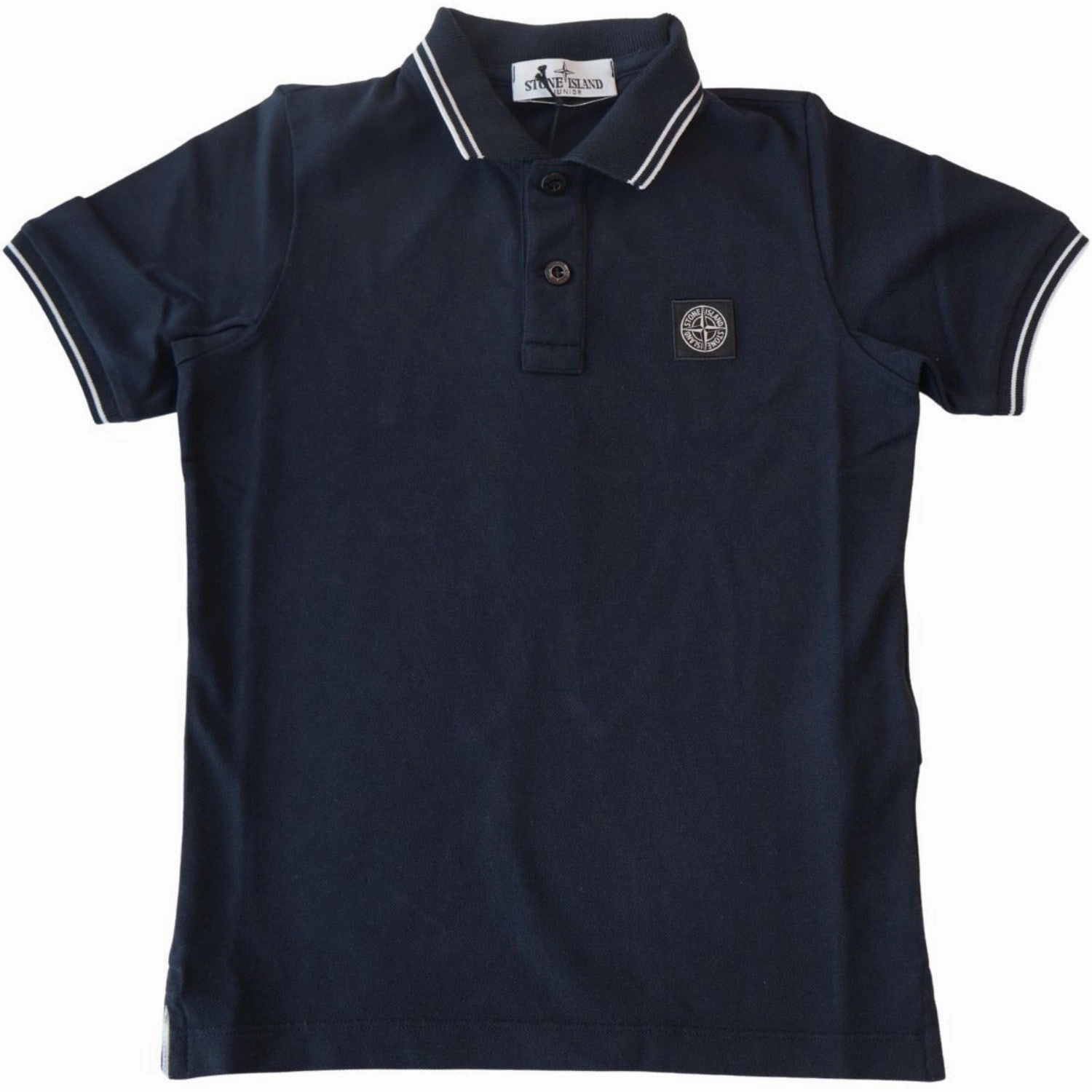 Stone Island Navy Blue Ss Polo Heather Effect Weaving ShrinkageControl Process