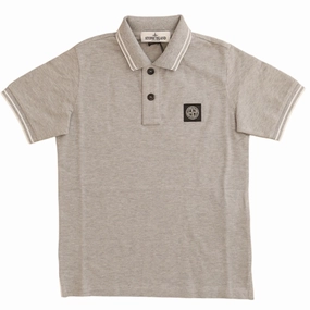 Stone Island Polo Shirt Dust Grey Melange Non Irritating Collar Adjustable Hem