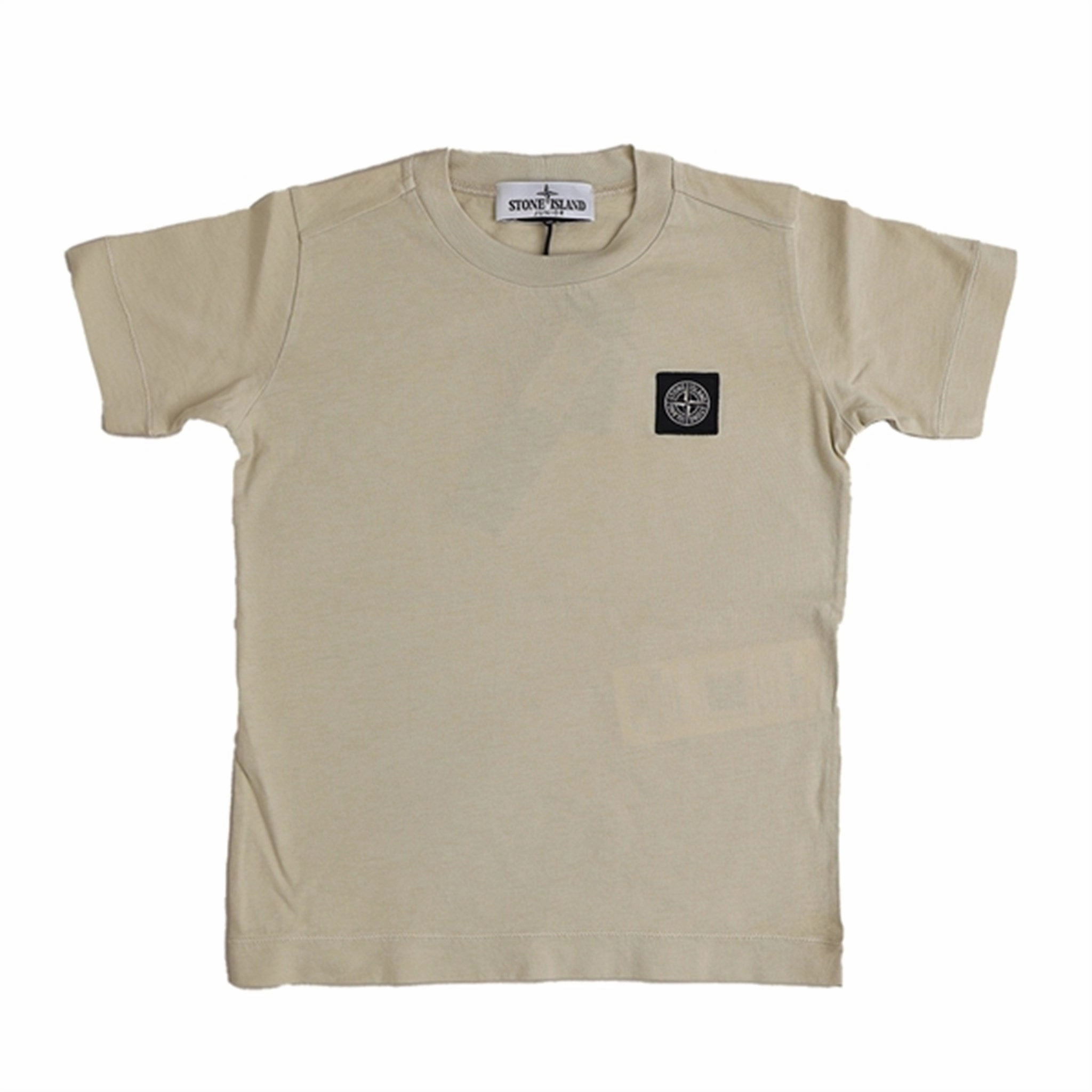Street Trend Taped Neckline Stone Island T-shirt Natural Beige