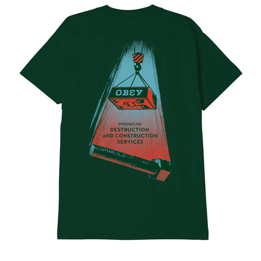 Obey T-Shirt manica corta Destruction And Construct Classic 165263434 forest UVProtectionFinish