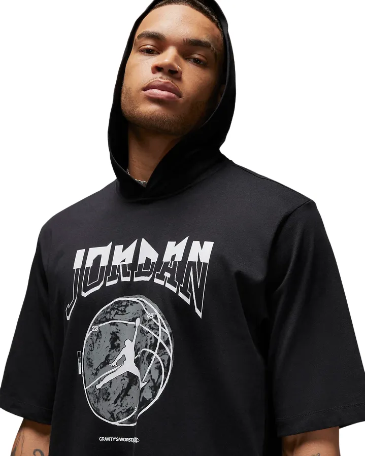 Weekend Trend Washable fabric Jordan t-shirt manica corta con cappuccio Sport FB7427-010 nero