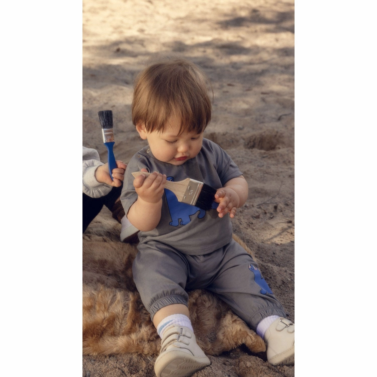 Mini Rodini Grey Dino Sp Ss Tee Versatile Layer Sun Protection