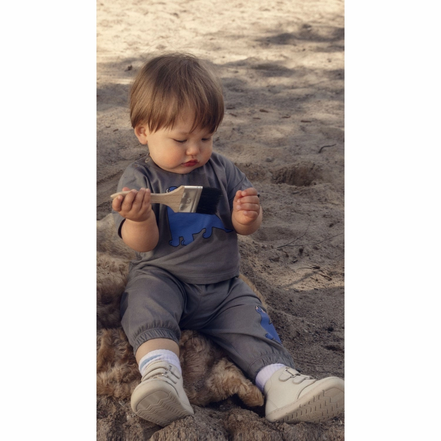 Multi Panel Structure NoSideSeams Mini Rodini Grey Dino Sp Ss Tee