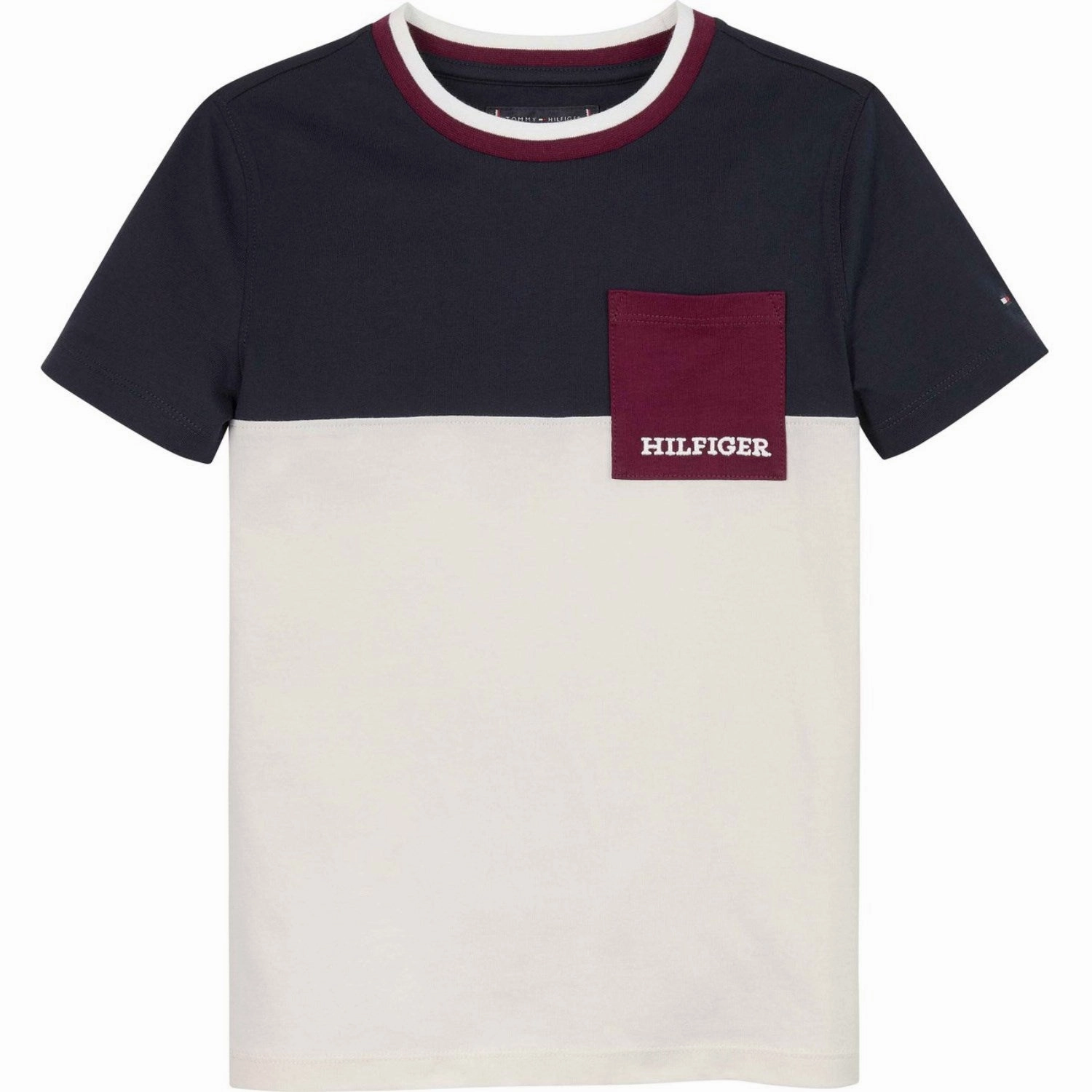 Relaxed Torso Fit Lightweight Material Tommy Hilfiger Ancient White Colorblock Embroidered T-Shirt