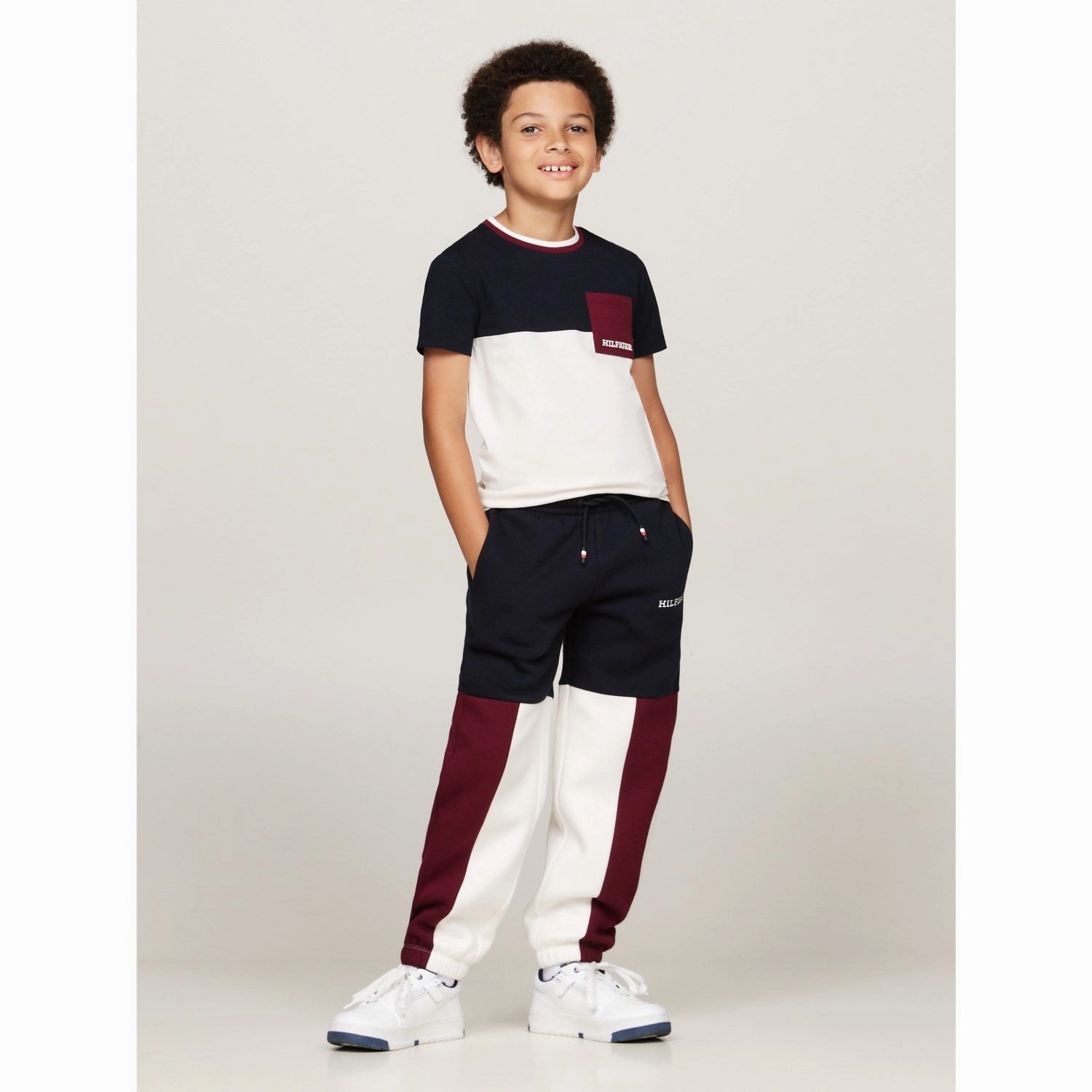 Chic Trend print design Tommy Hilfiger Ancient White Colorblock Embroidered T-Shirt