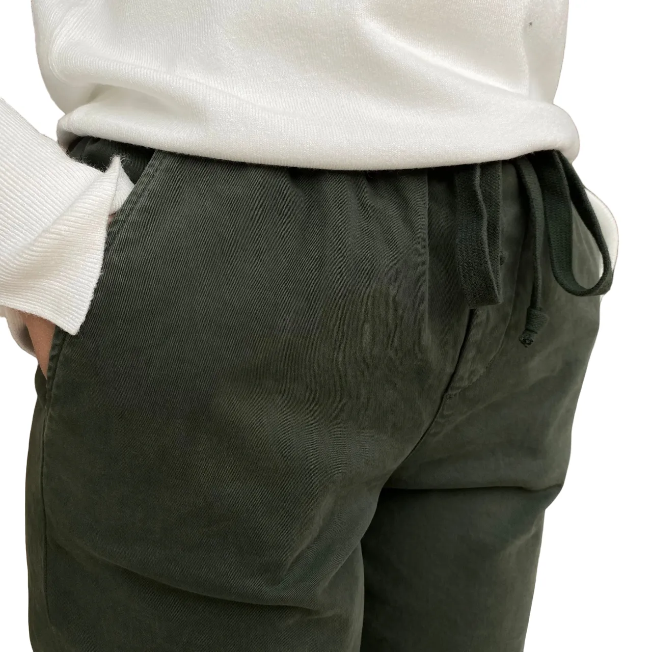 Griffai pantalaccio con coulisse da donna in gabardina DGF4715 verde militare Sweat Wicking Liner Striped Pattern