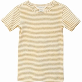 Serendipity Chamomile/Offwhite Stripe T-shirt Short All-Season Comfort Wear