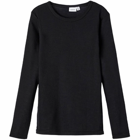 Name it Black Wang Wool Rib Blouse Anti Static Treatment