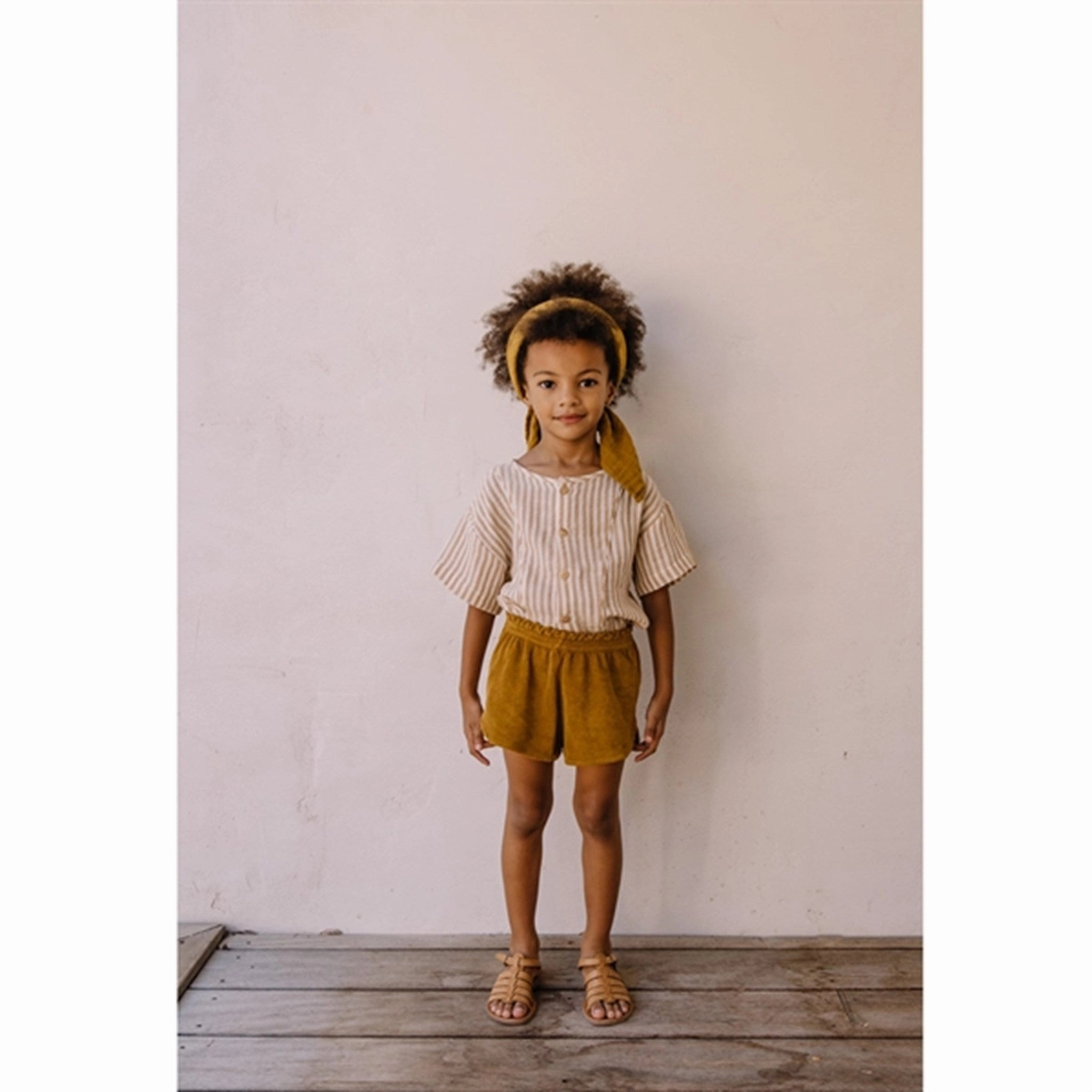 Studio Boheme Shirt Thelme Biscuit Stripes Neutral Tones Flex Fit Collar