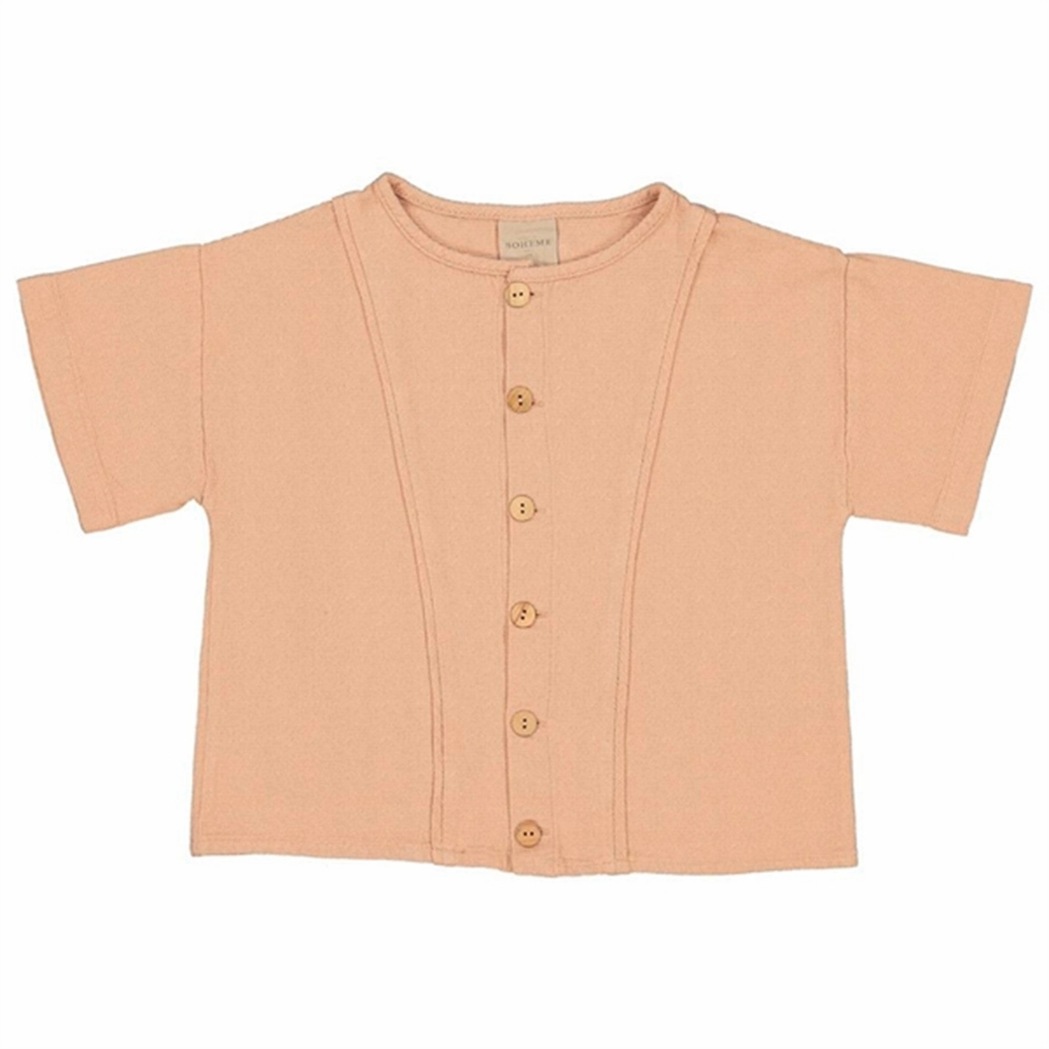 Studio Boheme Shirt Thelme Peach Ribbed Trim