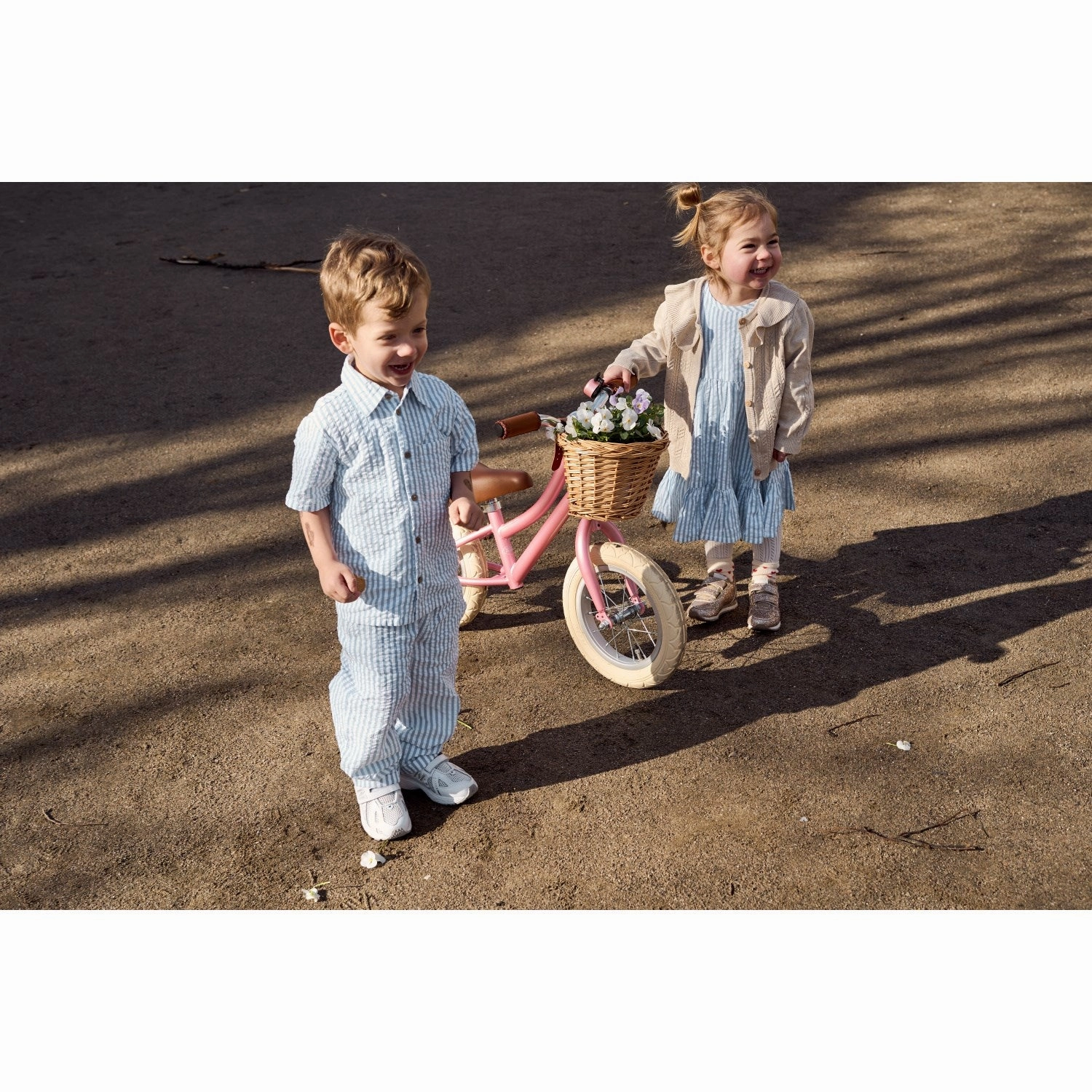 THE NEW Siblings X Luksusbaby Blue Fog Striped Ojo Dress Chain-Detail All Fit