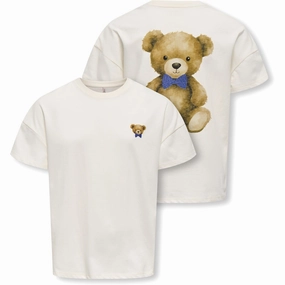 Relaxed Torso Fit kids ONLY Cloud Dancer Teddy Blue Glitter Rosita Oversize T-Shirt