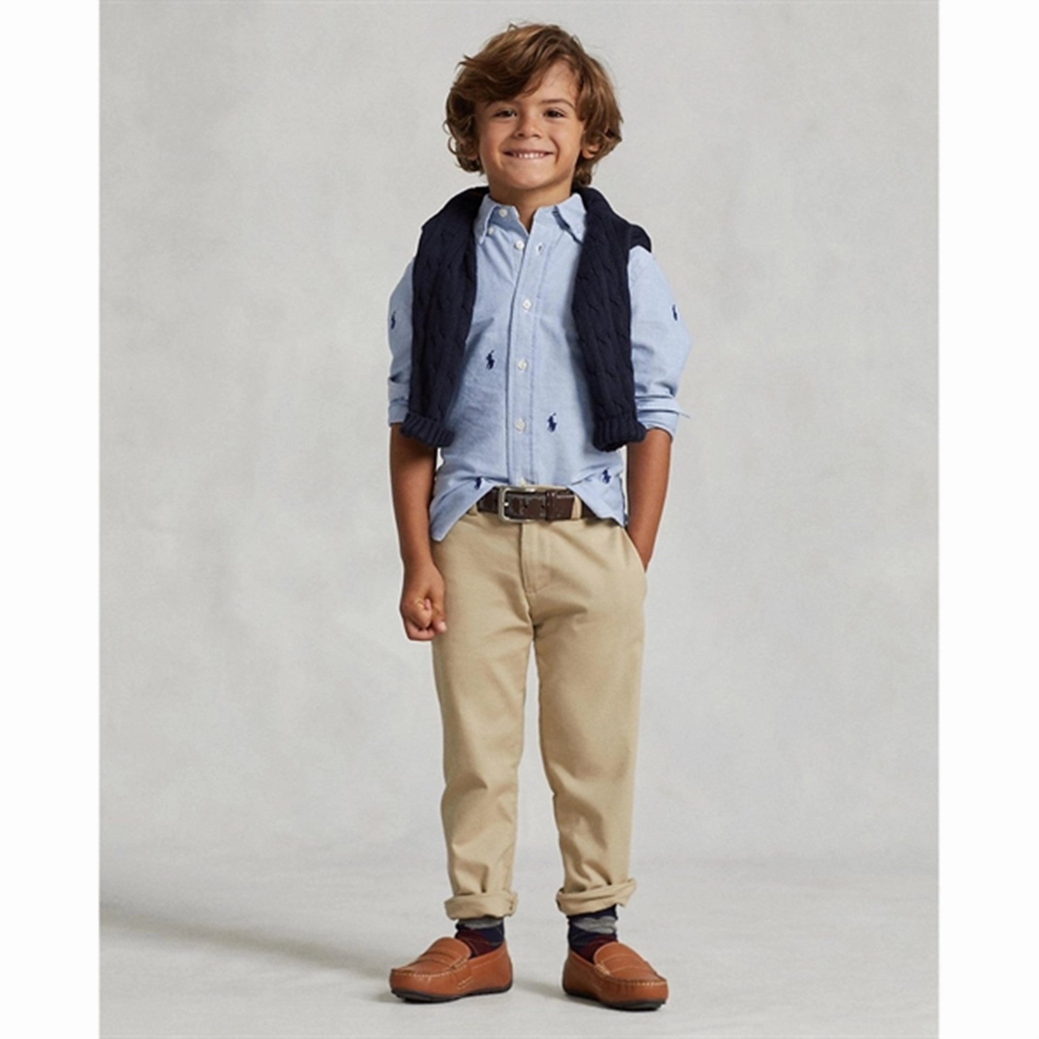 Polo Ralph Lauren Sport Boy Shirt Bsr Blue With Aoe Pp Bamboo Fiber Blend High-Quality Fabric