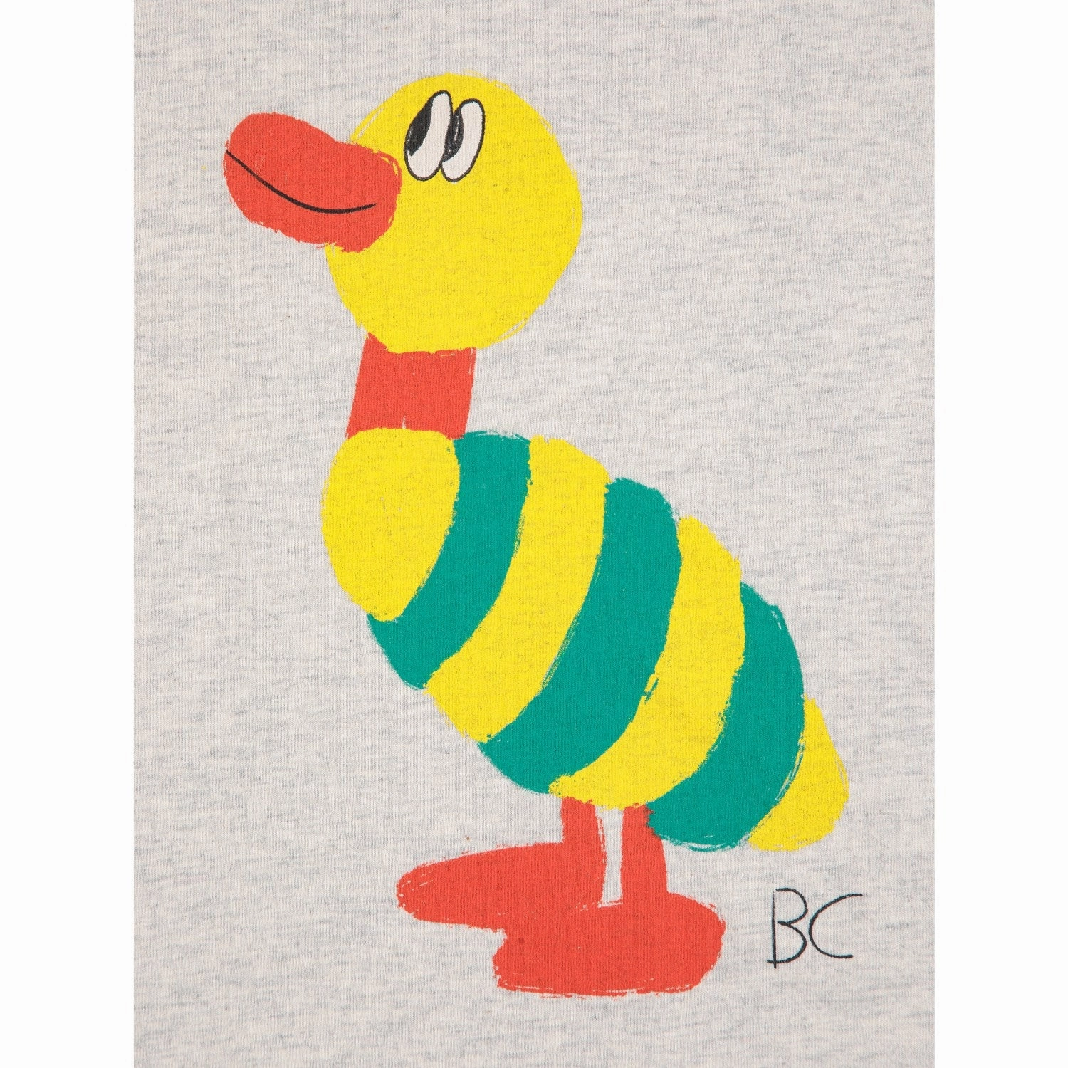 Bobo Choses Light Heather Grey Striped Duck T-Shirt Sweat-Absorbing Seasonal Trend