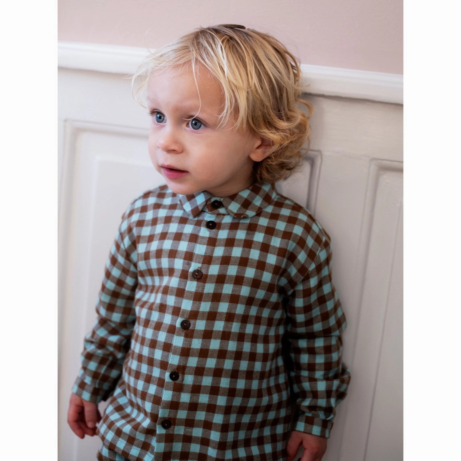 Networking Session Serendipity Coffee Checks Brushed Collar Shirt