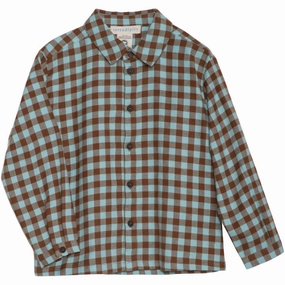 Serendipity Coffee Checks Brushed Collar Shirt Street Style Non Irritating Seams