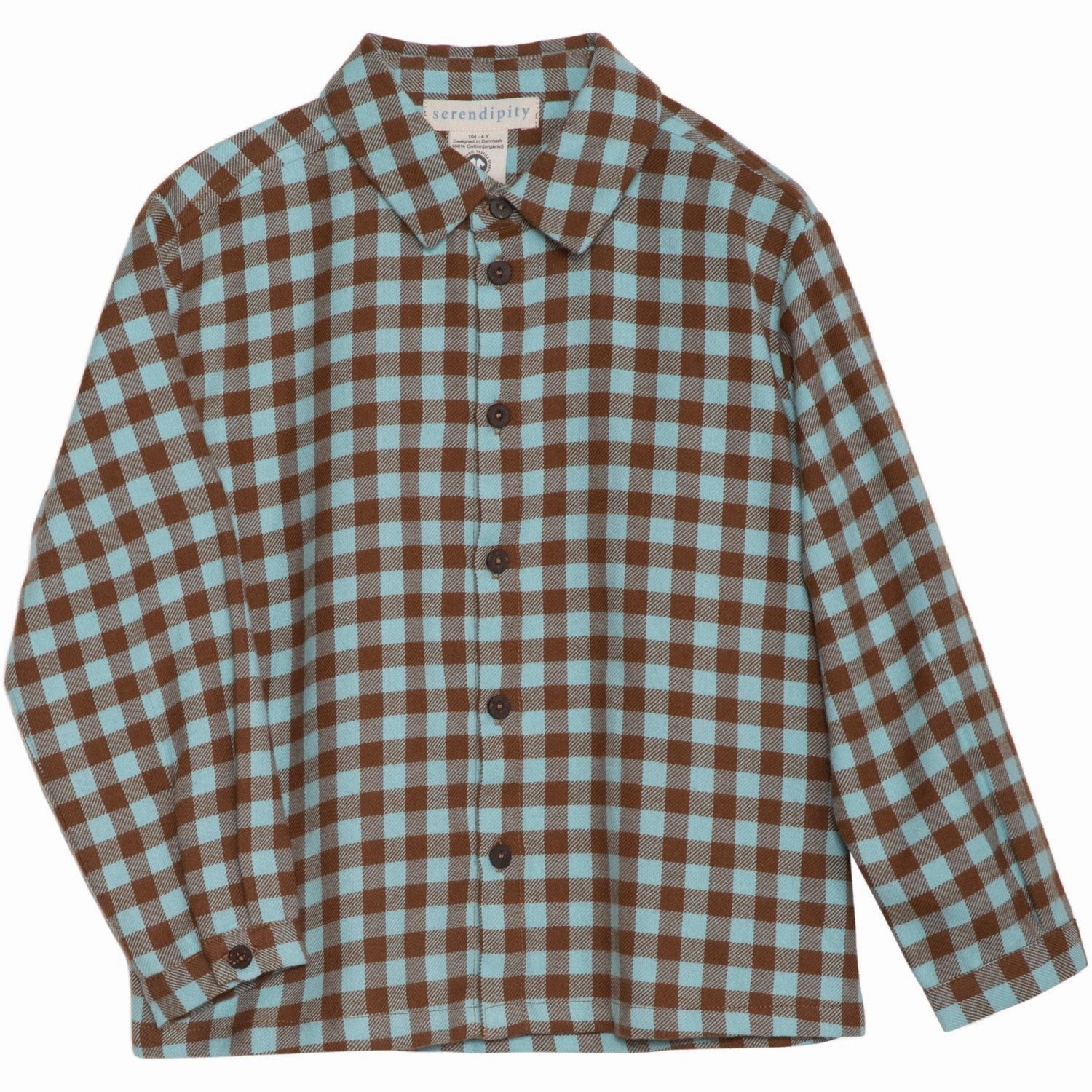 Short Sleeve Serendipity Coffee Checks Brushed Collar Shirt