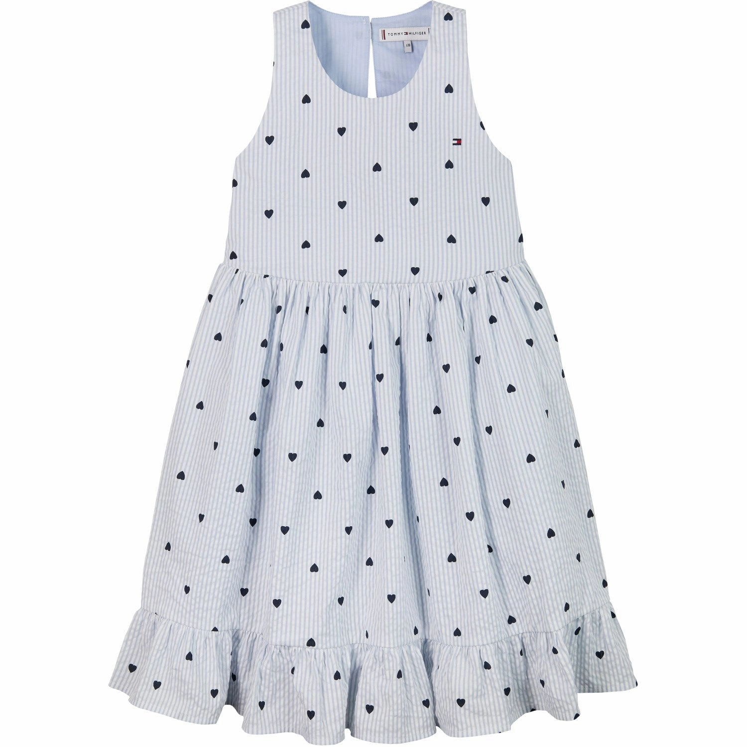 Street Style Calm Beauty Tommy Hilfiger Breezy Blue Stripes Aop Seersucker Dress